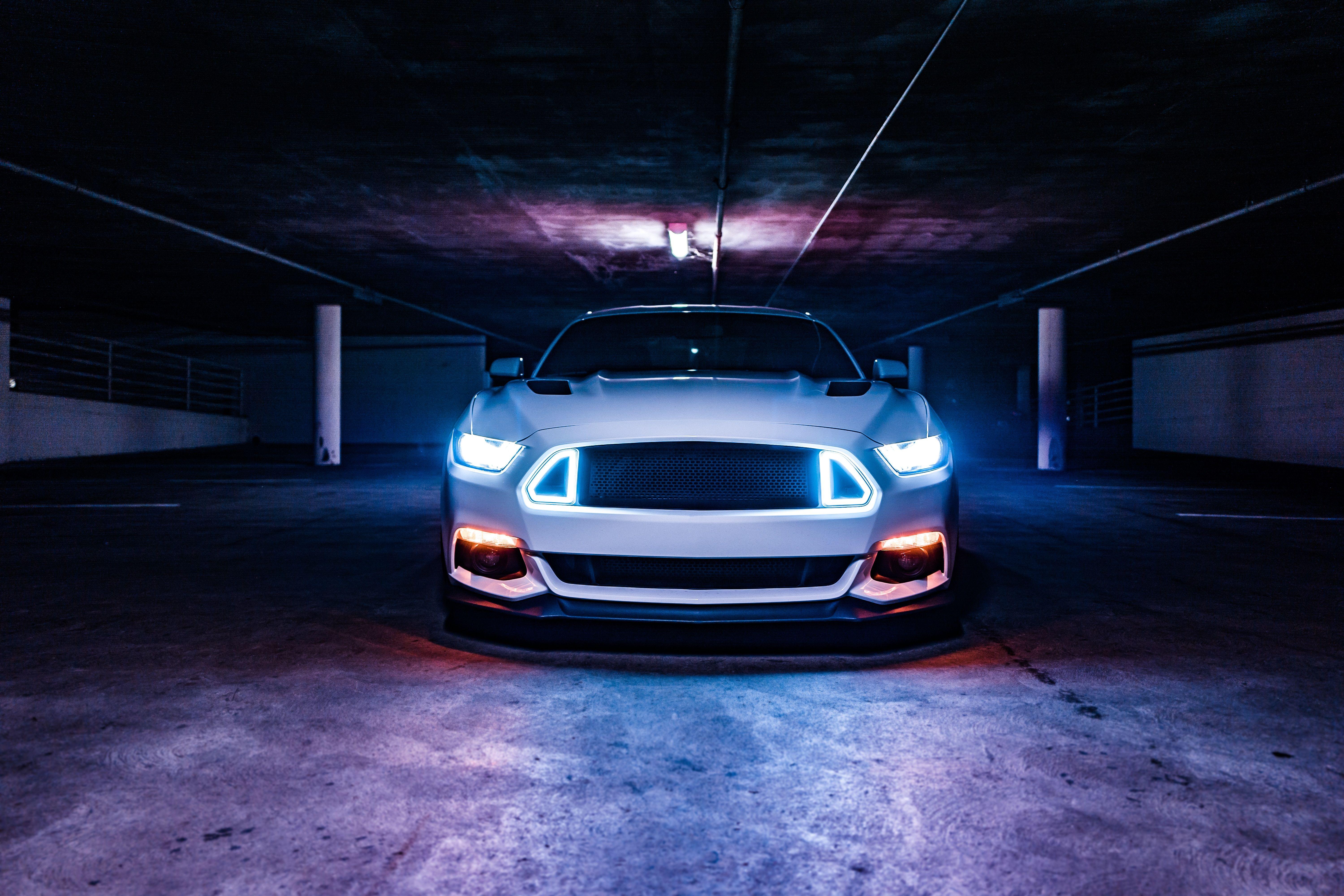 6000x4000 Wallpaper Ford Mustang, Sports car, Neon lights, HD, 5K