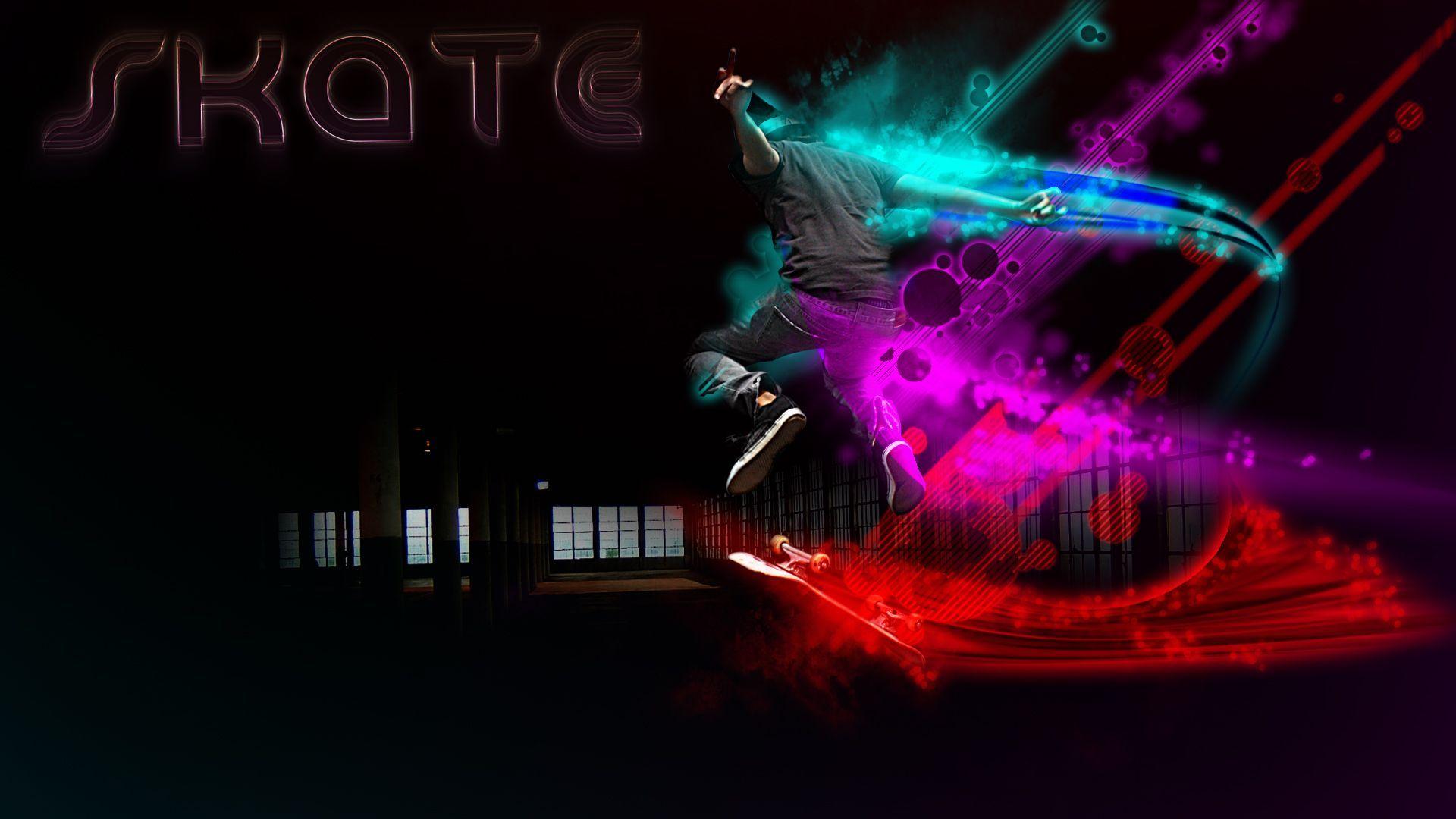 1920x1080 Skate Cool Neon Background. Skate Punk