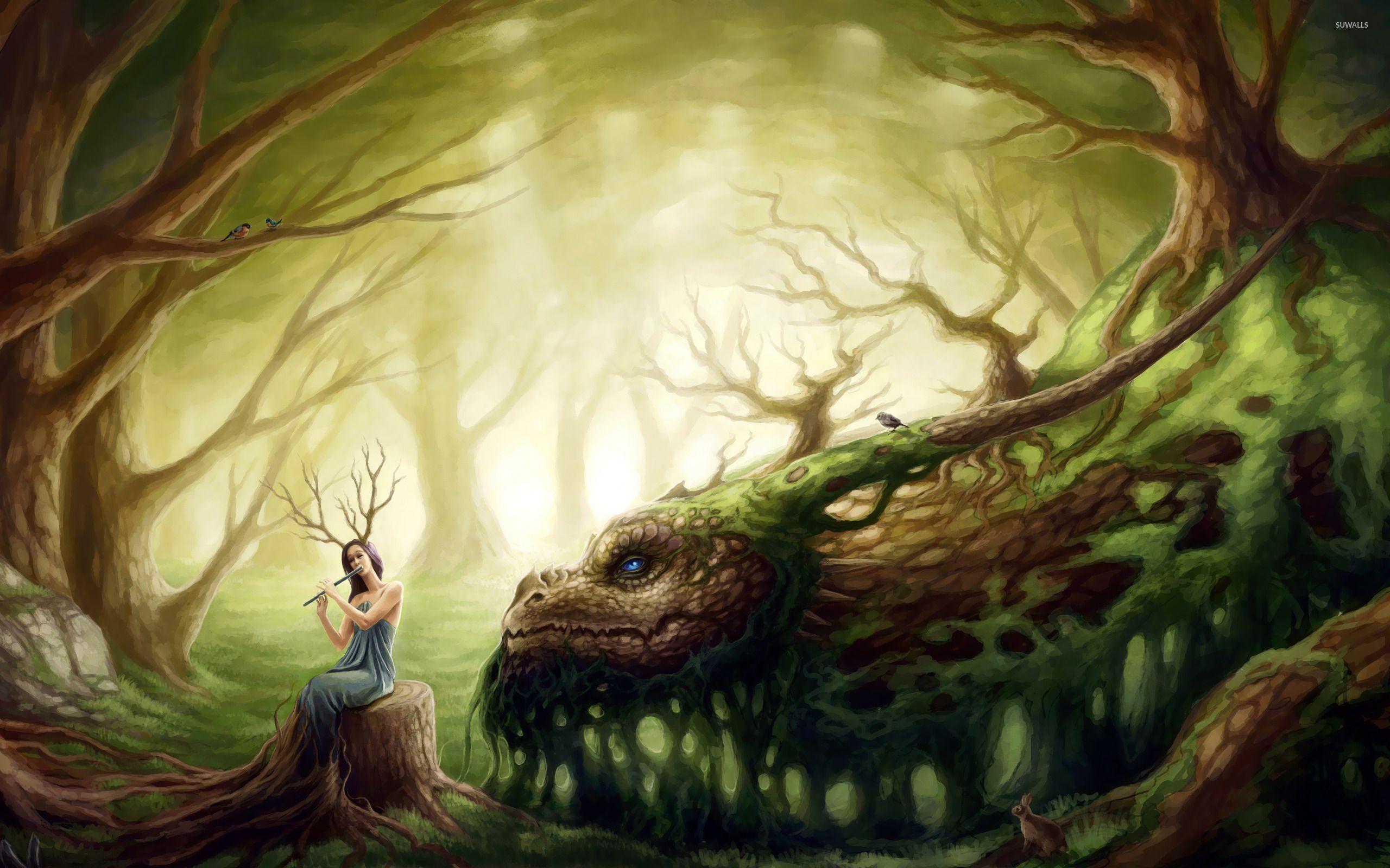 2560x1600 Girl and dragon [2] wallpaper .