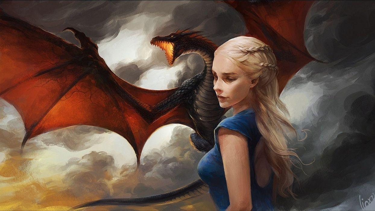 1244x700 Dragon fantasy girl blonde wallpaperx1080