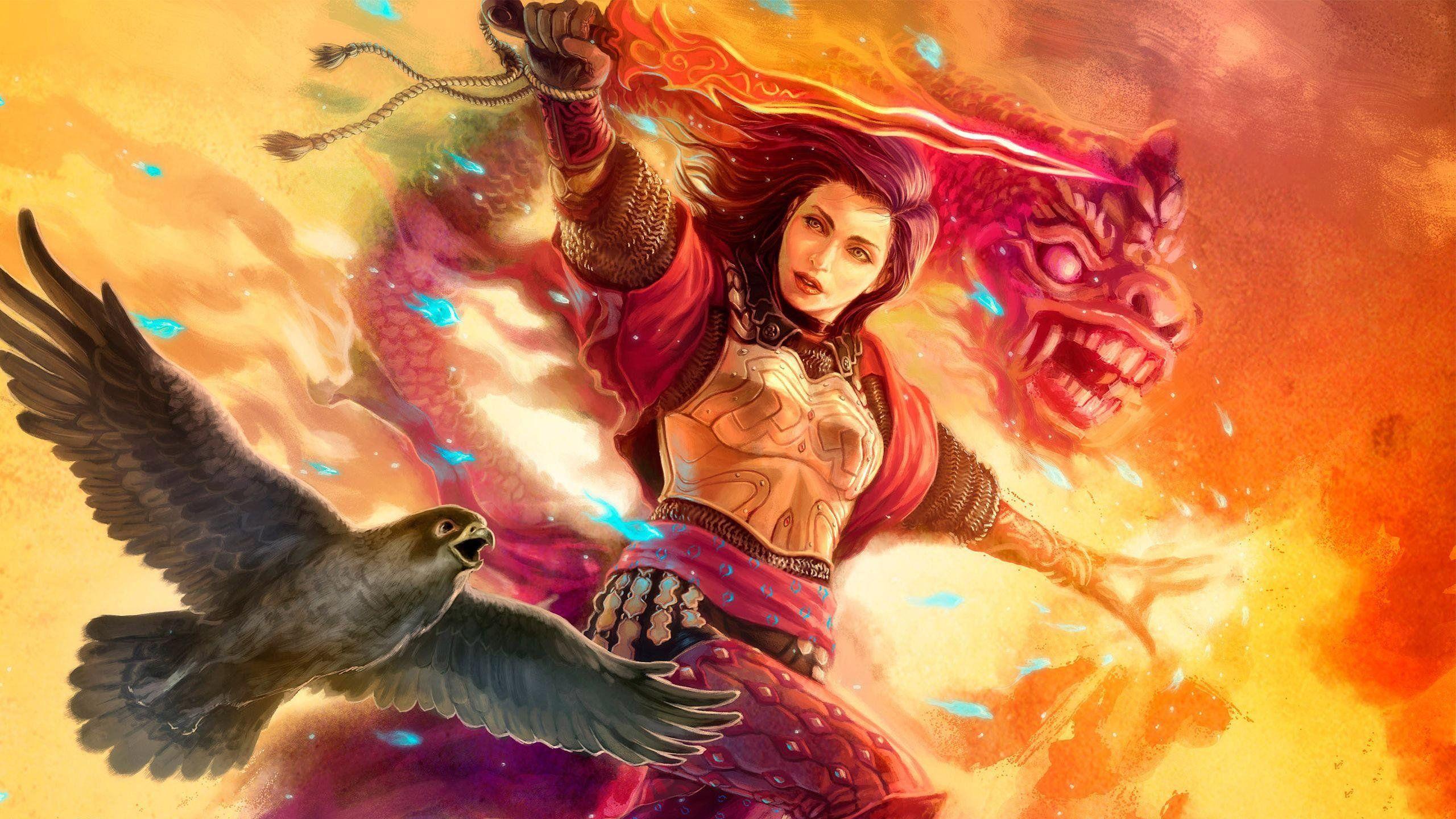 2560x1440 Falcon, Magic, Dragon Wallpaper HD .