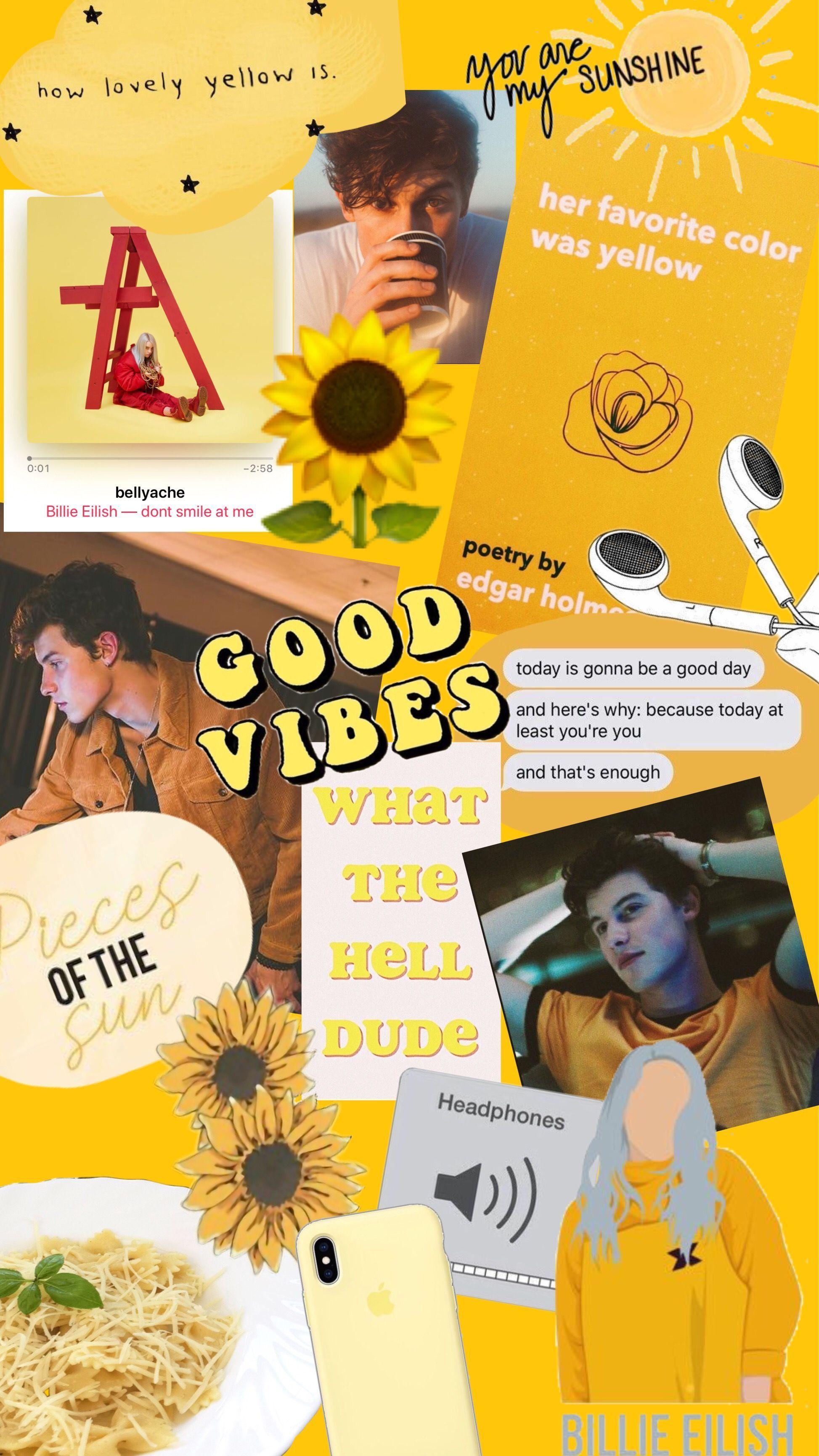 1947x3464 Yellow collage wallpaper. iPhone wallpaper. Shawn Mendes