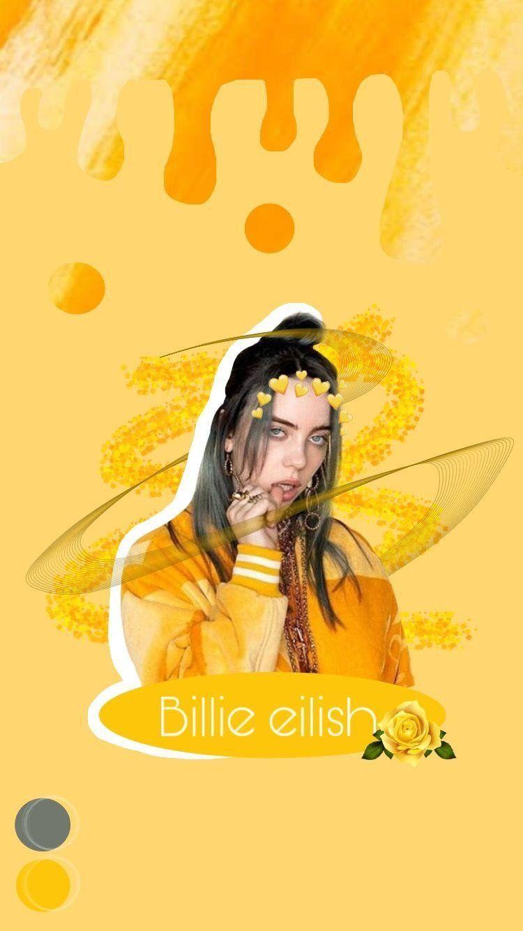 750x1334 Yellow Billie Eilish Cute Wallpaper