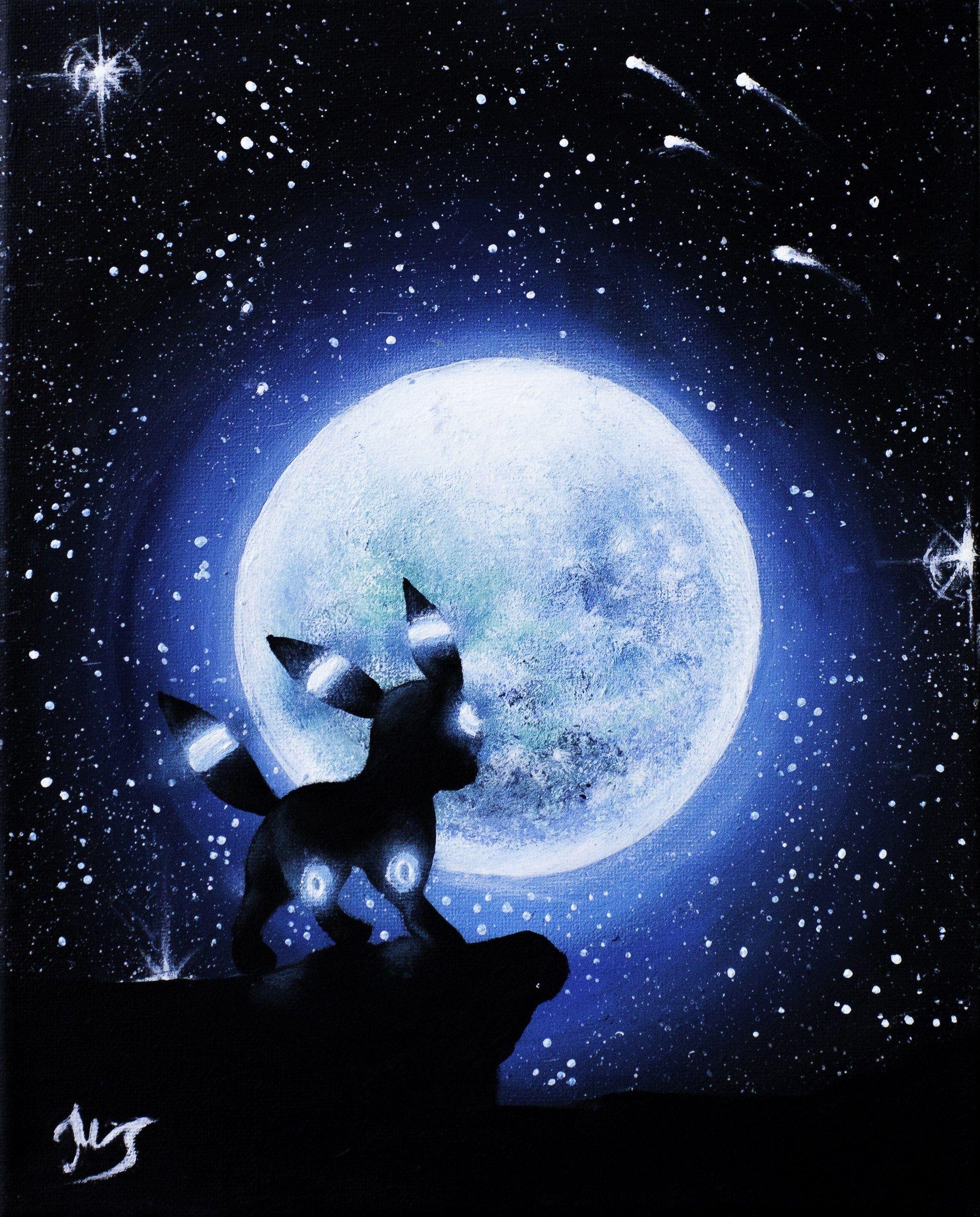1882x2337 Shiny Umbreon Acrylic Painting Pokemon Art Eevee Evolution