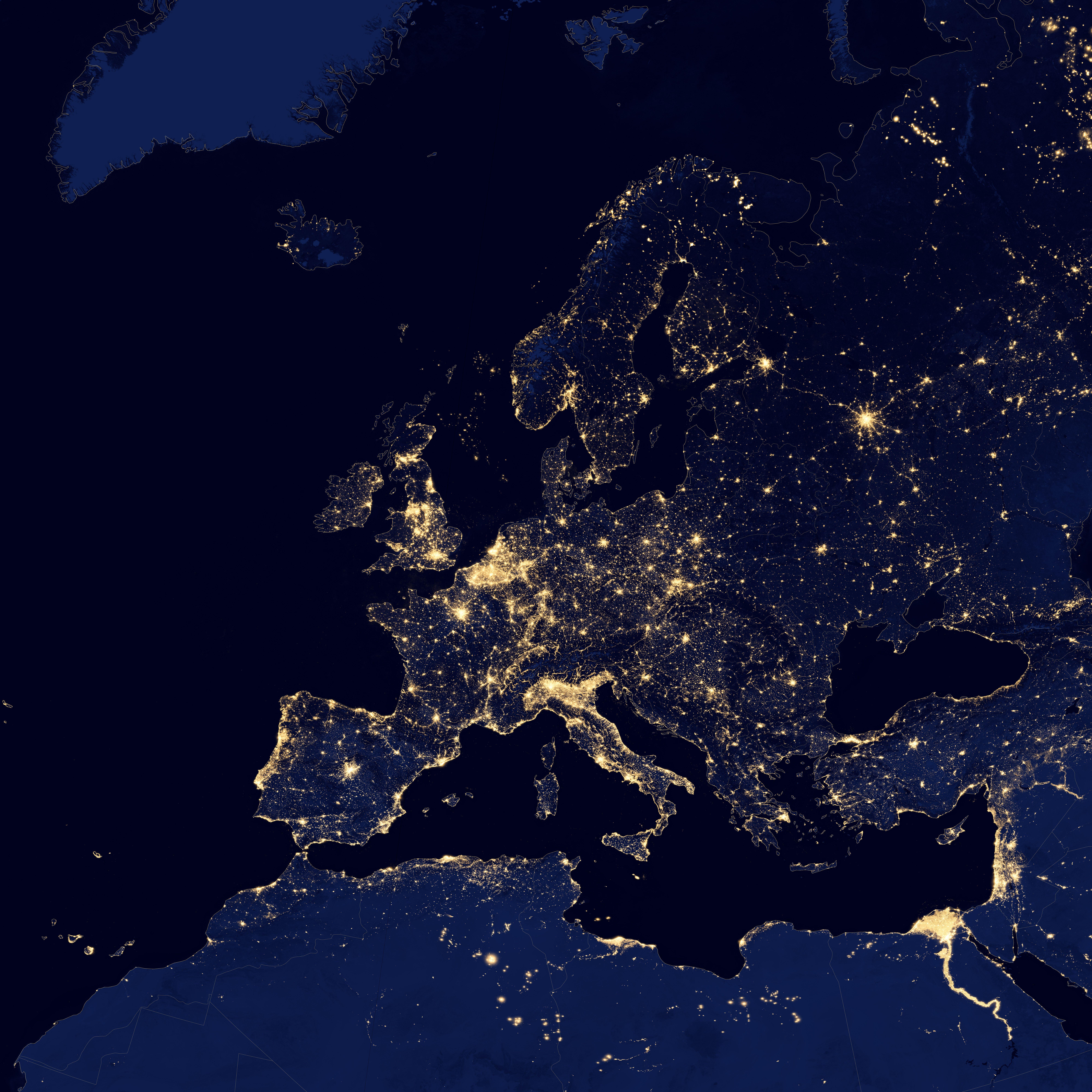 7999x7999 Europe at Night