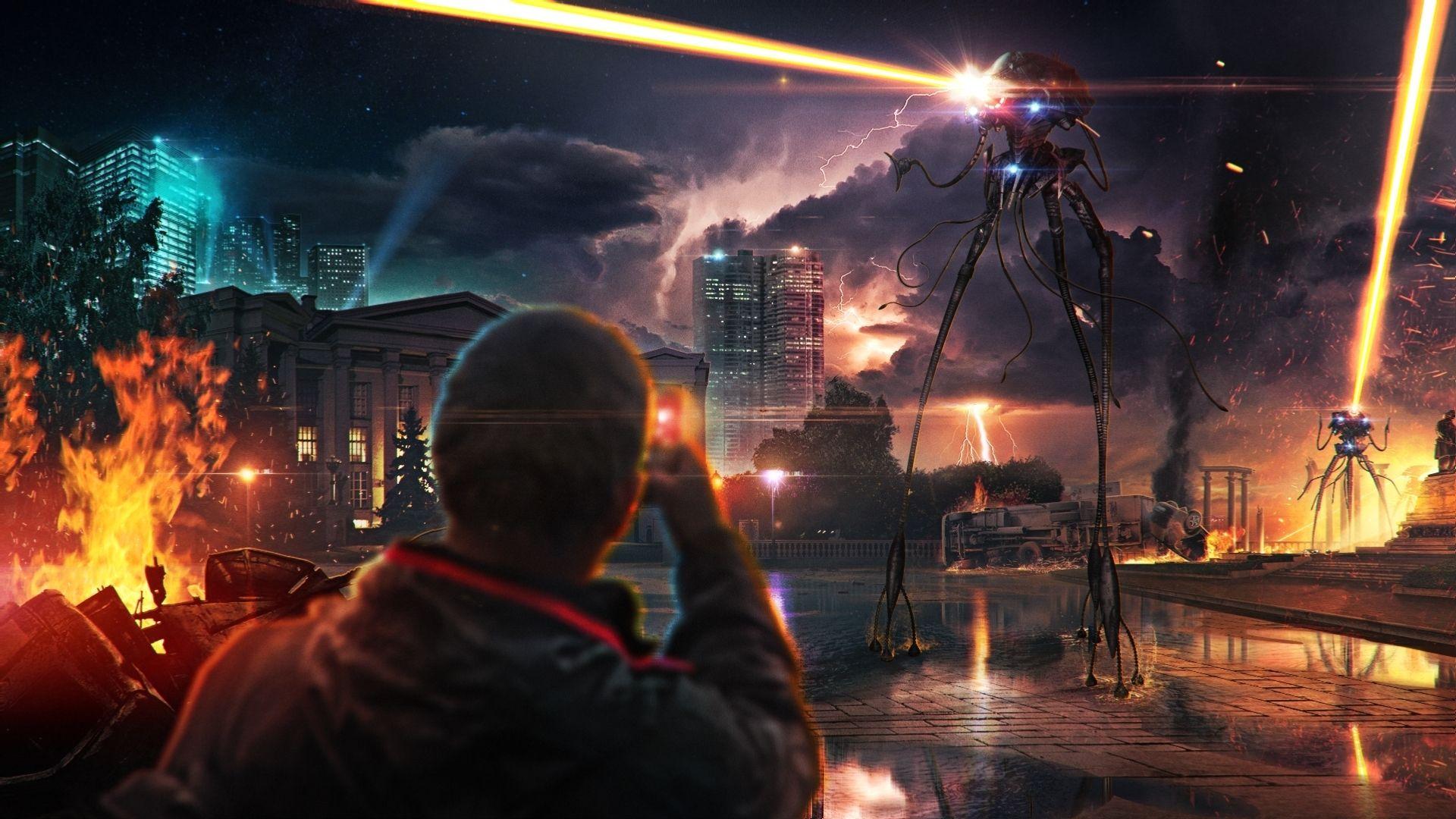 1920x1080 Download 1920x1080 Alien Invasion, Sci Fi, Lightnings, Destruction