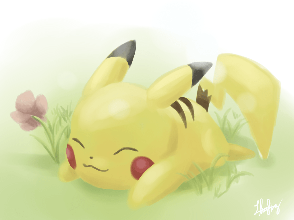 1024x768 sleeping pikachu
