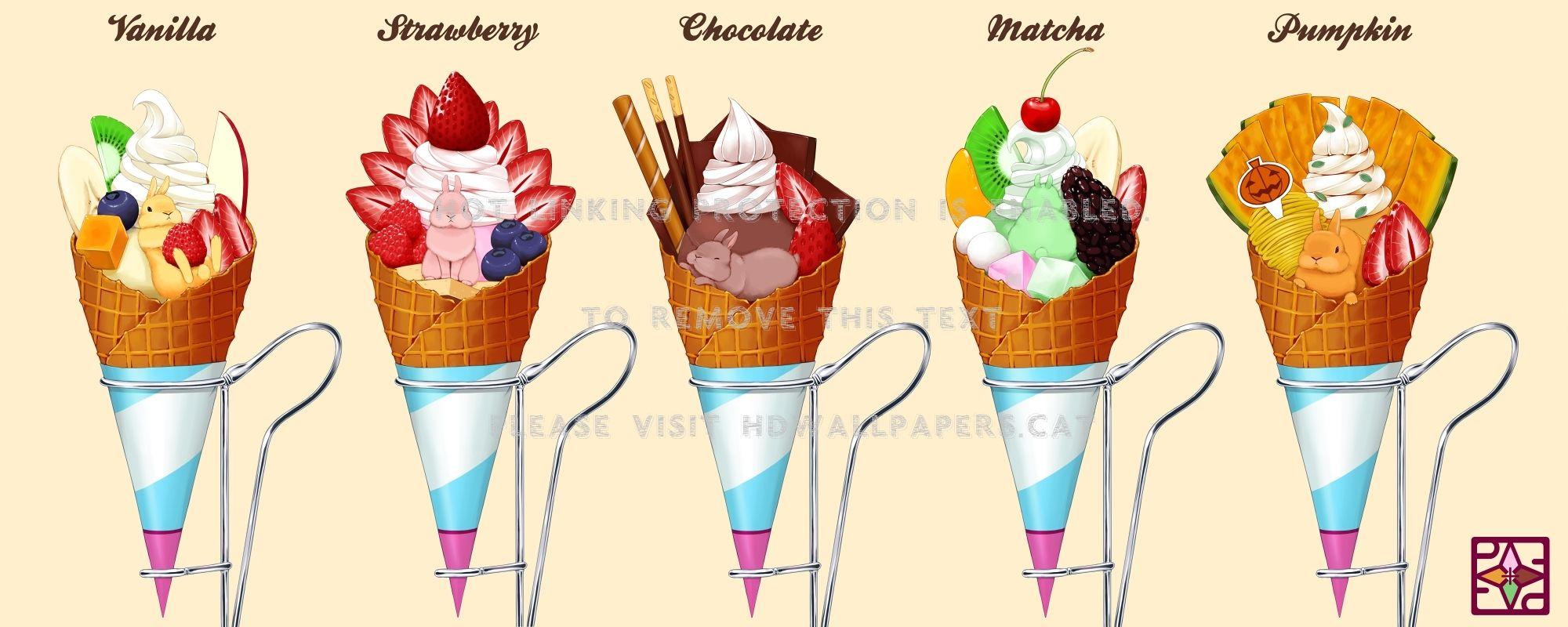 2000x800 ice cream bunny item snack cute chocolate