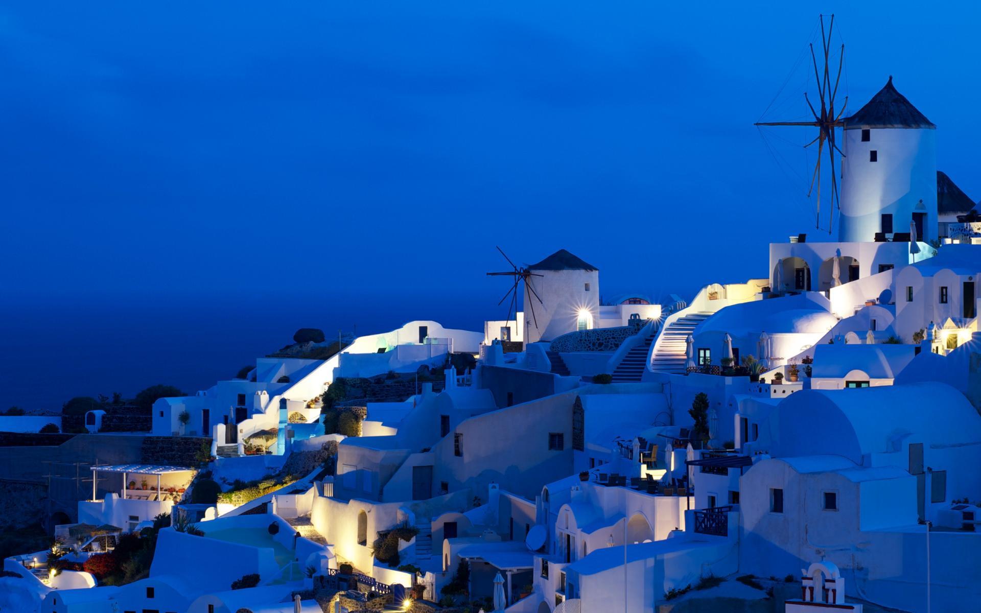 1920x1200 Greece Nature Island Santorini at Night Landscape HD City Is A