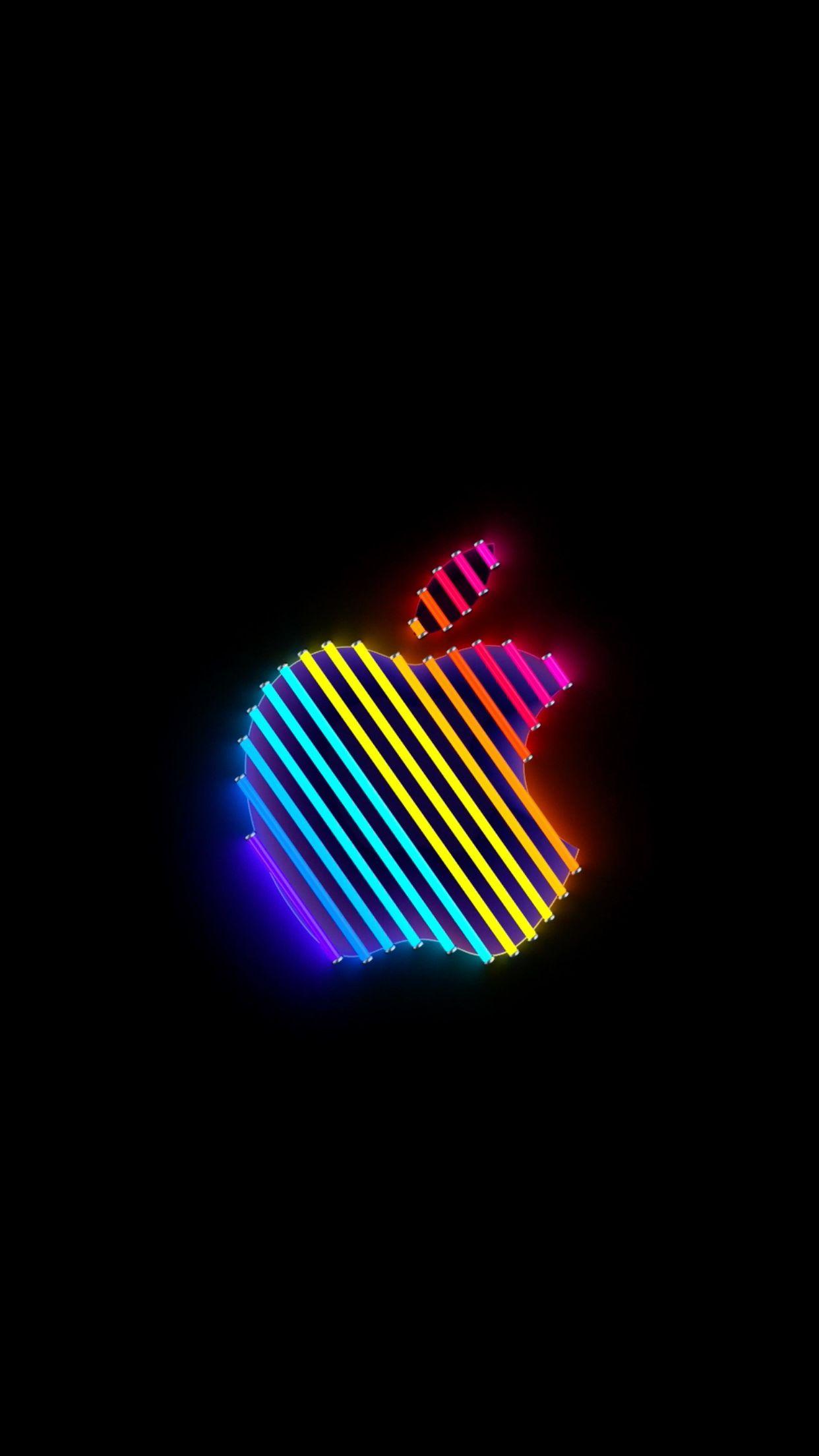 1242x2208 Apple Rainbow Neon