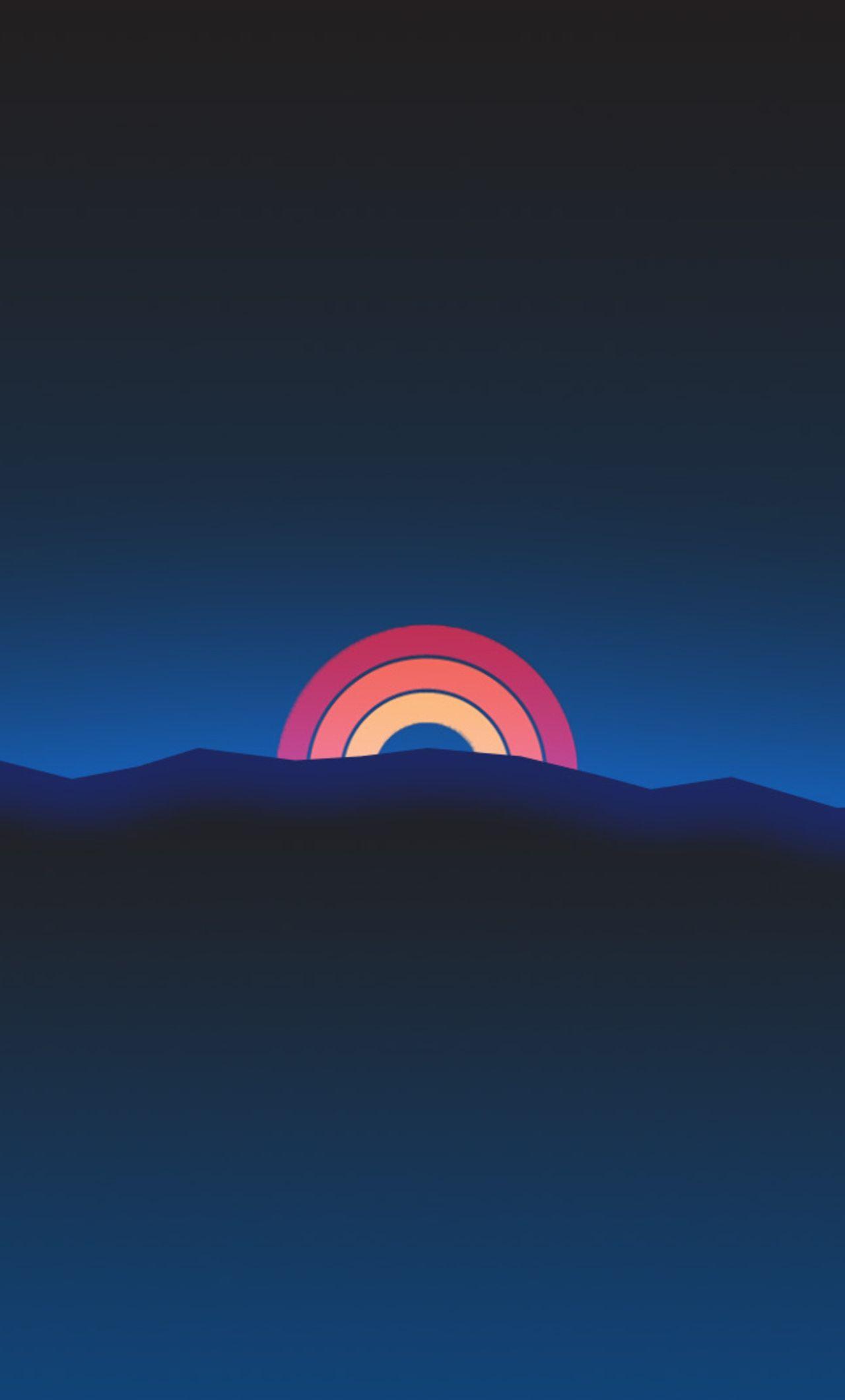 1280x2120 Minimalism Neon Rainbow Sunset Retro Style iPhone HD 4k Wallpaper, Image, Background, Photo and Picture