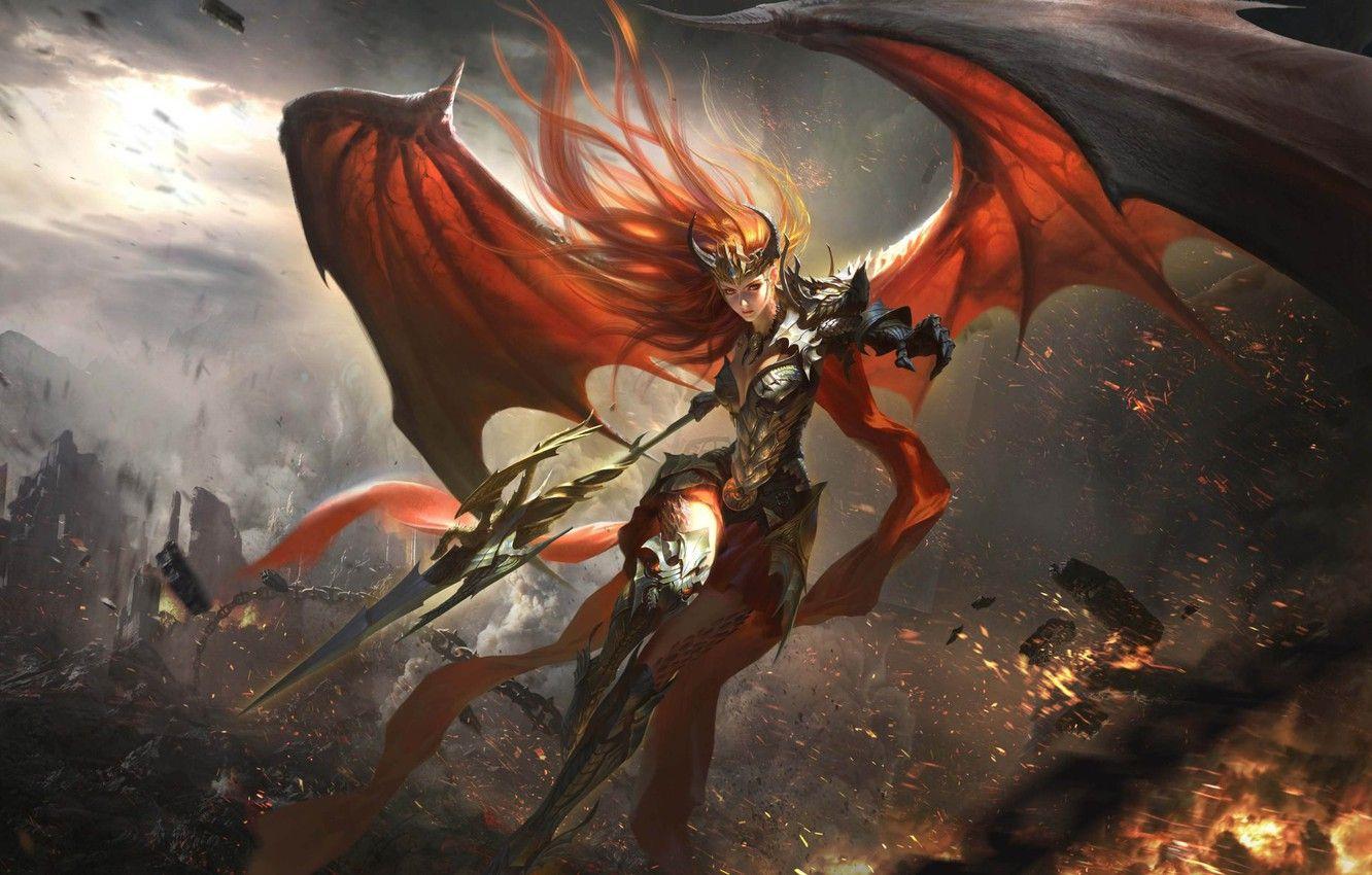 1332x850 Wallpaper girl, angel, warrior, League of Angels image