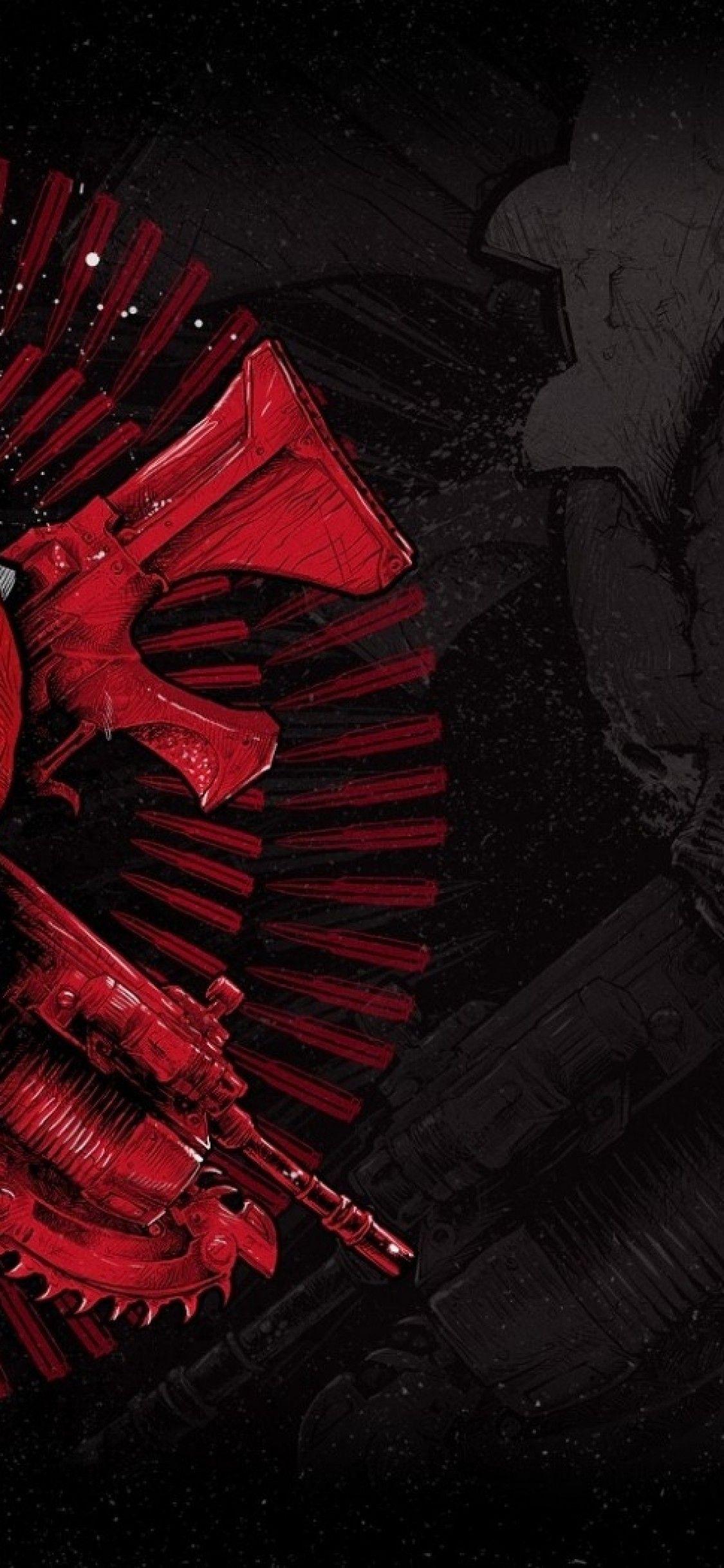1125x2436 Download 1125x2436 Gears Of War Logo, Skull, Guns, Emblem