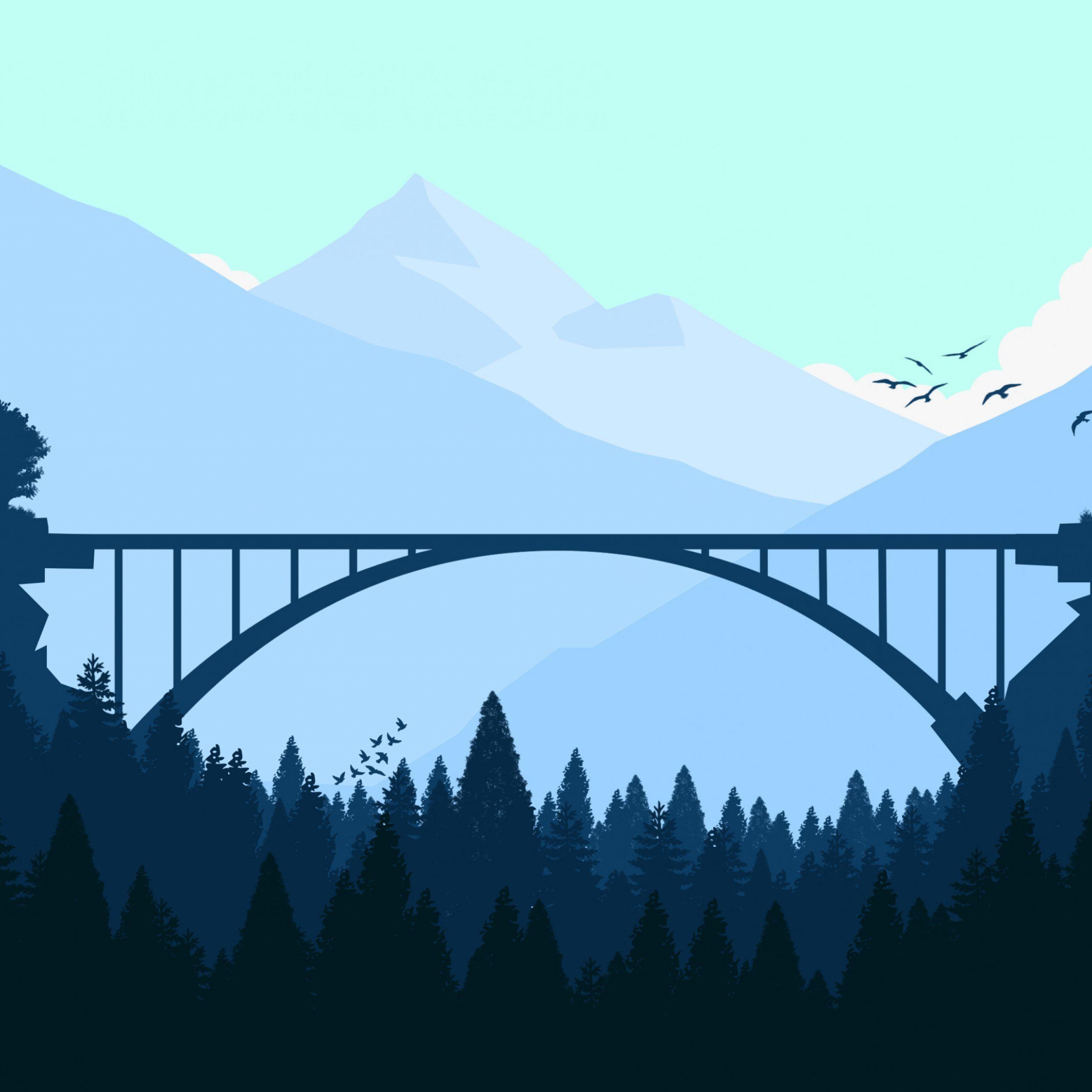 2560x2560 Bridge In Forest Minimalist 4k, HD Artist, 4k Wallpaper