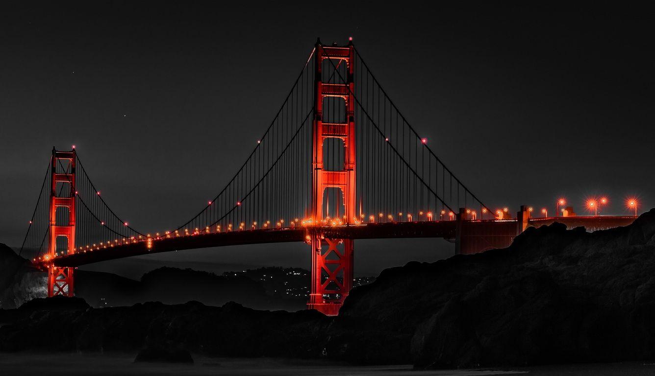 1336x768 Golden Gate Bridge San Francisco Night Laptop HD HD 4k Wallpaper, Image, Background, Photo and Picture