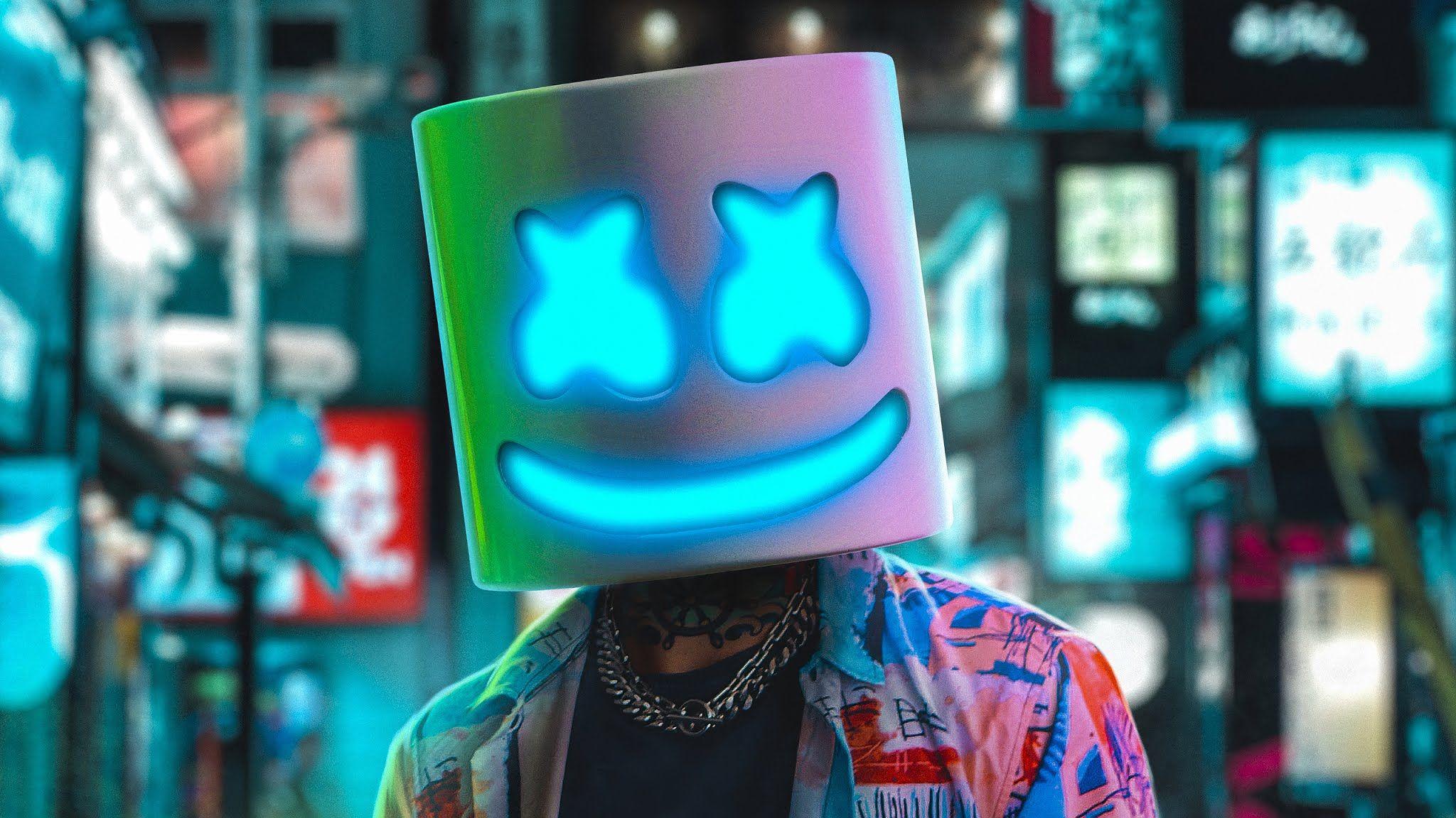 2048x1152 Marshmello Neon 4k Wallpaper