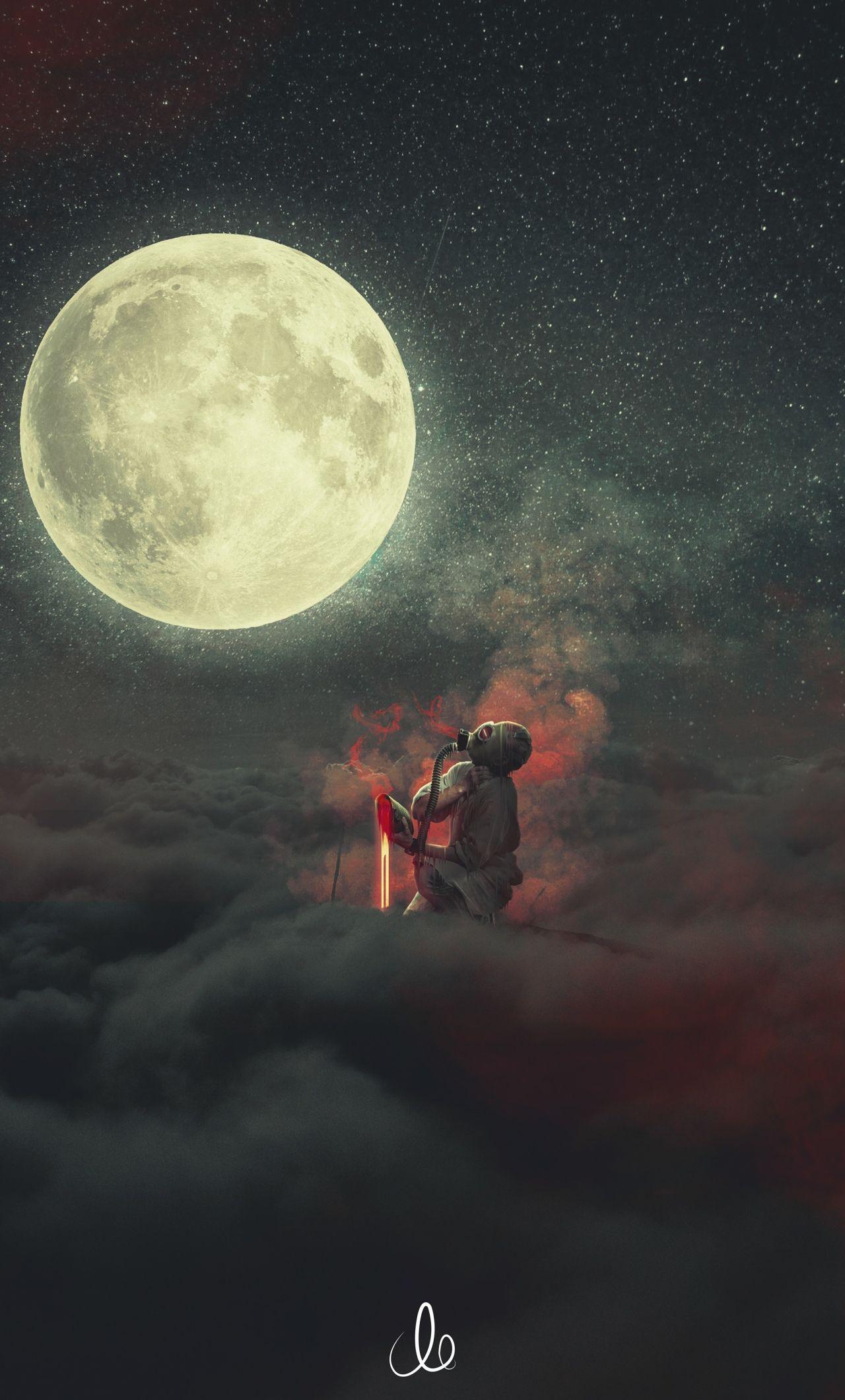 1280x2120 Download 1280x2120 wallpaper demon, dream, clouds, moon, fantasy