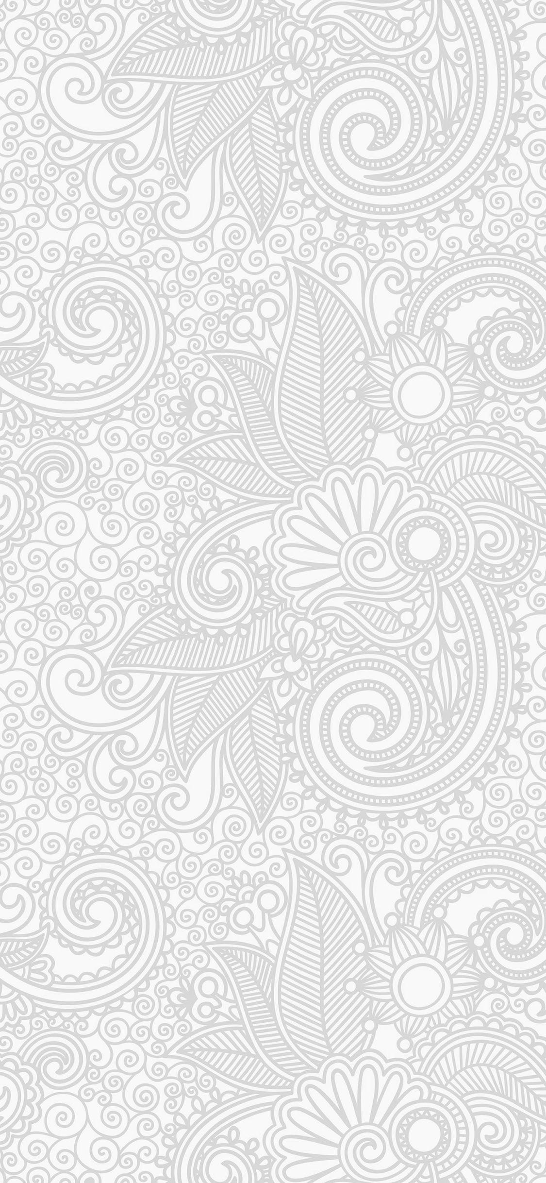 1125x2436 Wallpaper Design Flower Line White Bw Pattern
