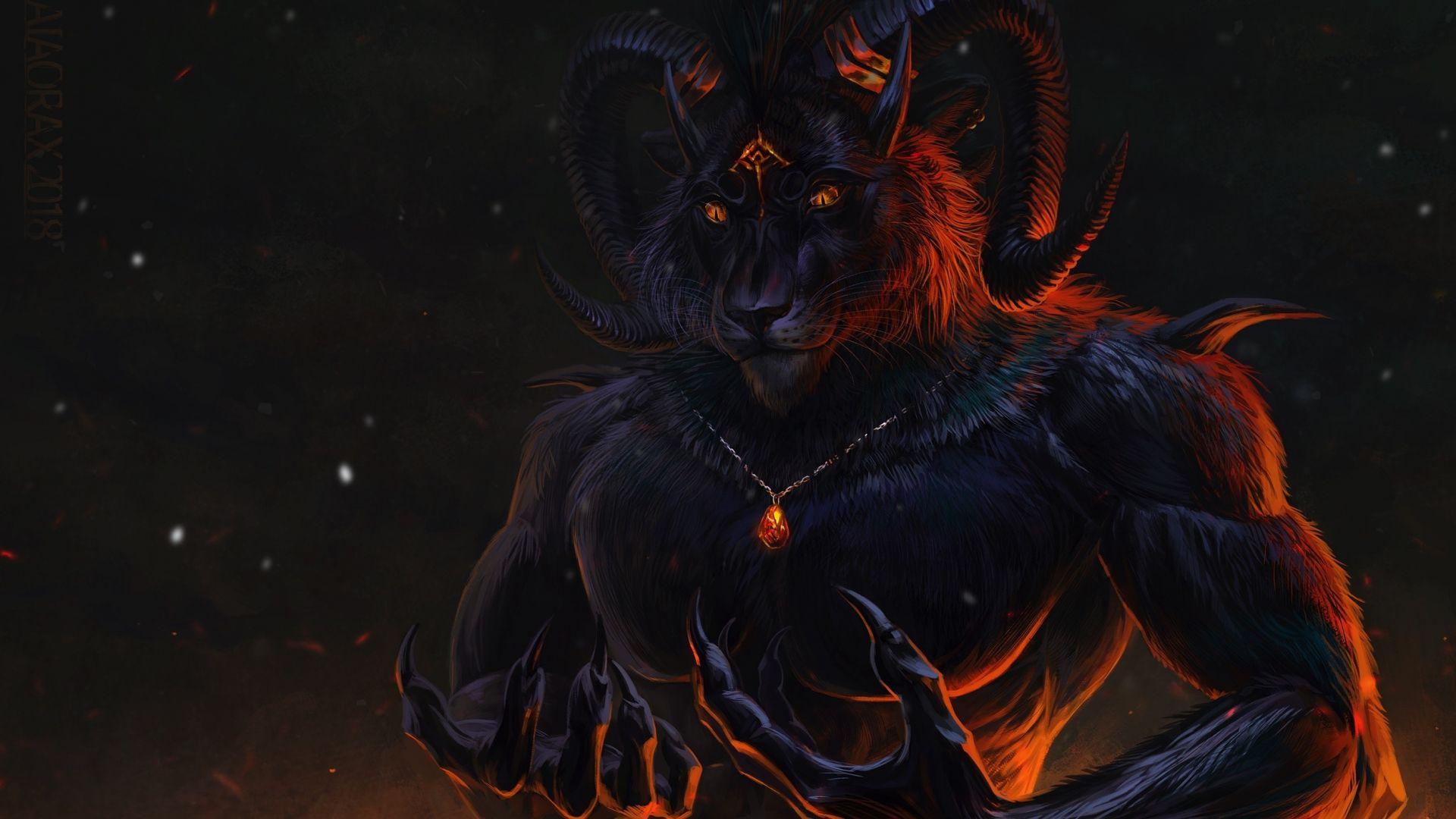 1920x1080 Download 1920x1080 wallpaper horns, creature, art, fantasy, dark