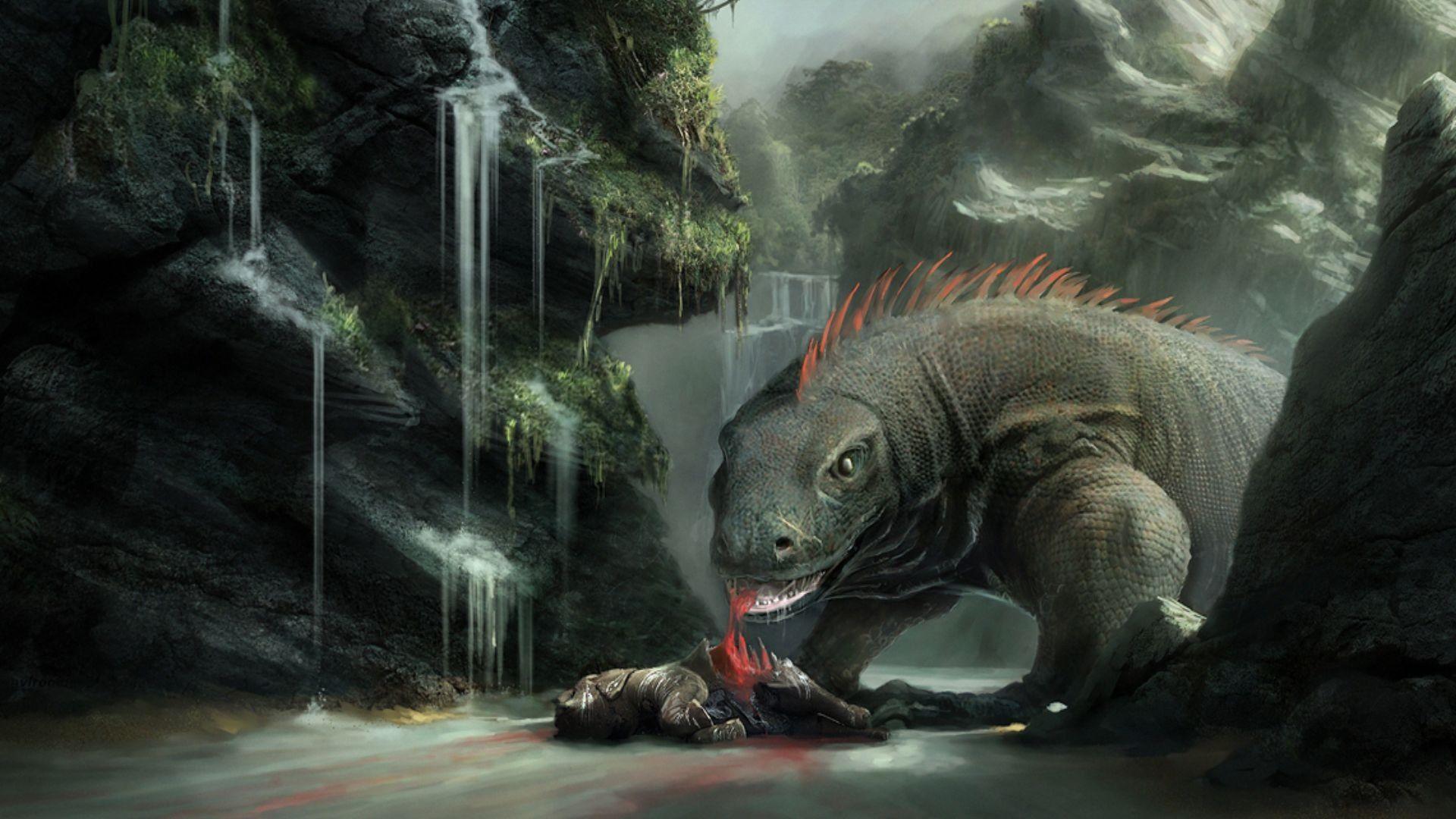 1920x1080 fantasy art lizards creatures fan giant lizard comodo 1920x1080