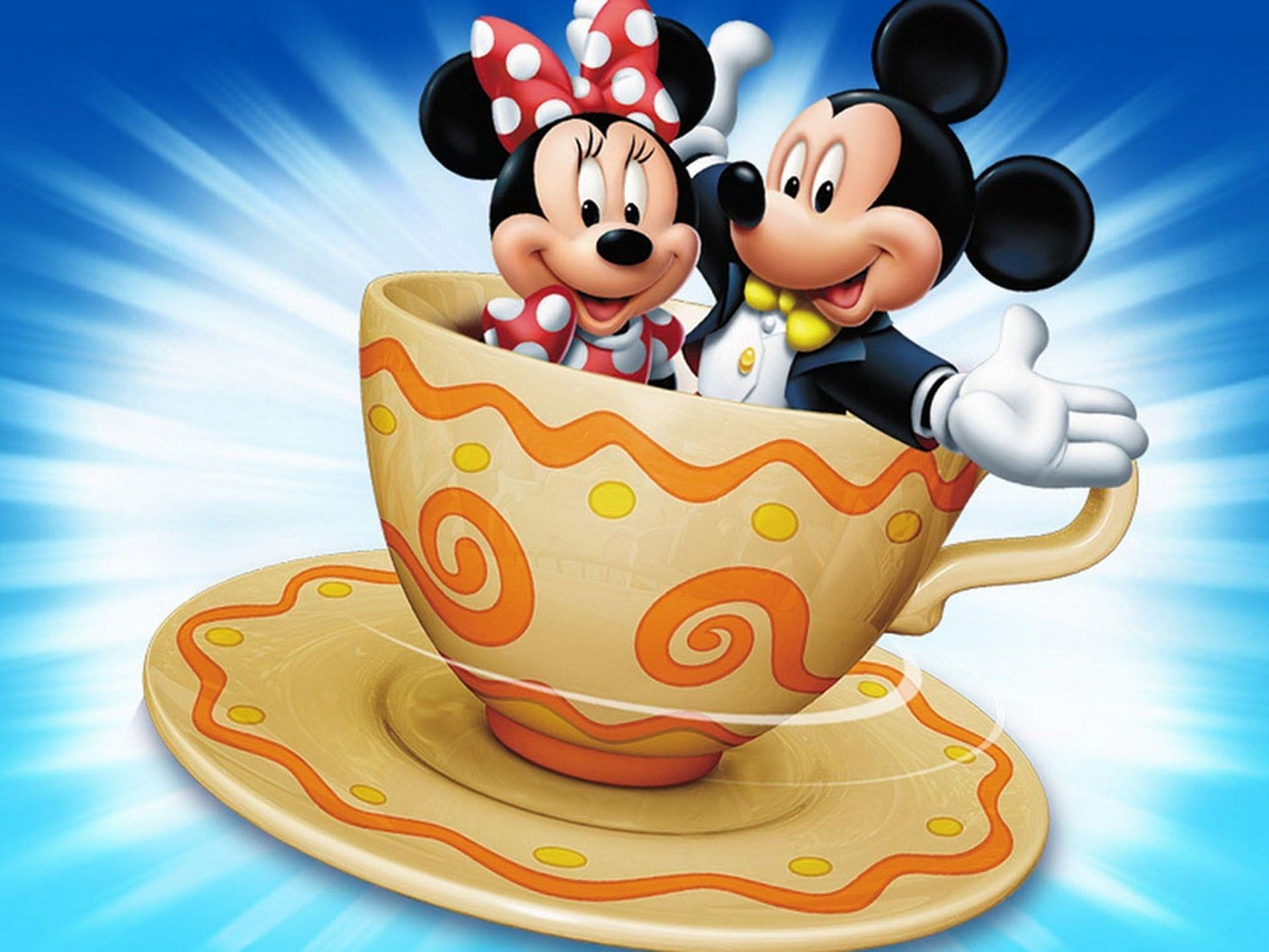 1920x1440 Mickey & Minnie Mouse Cartoon Picture Cup Coffee HD Wallpaper