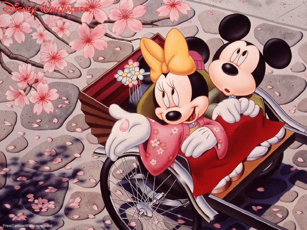1024x768 New Future Bikes: Mickey and Minnie Mouse Wallpaper
