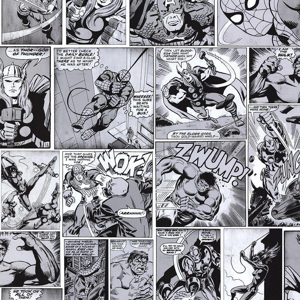1000x1000 Muriva Marvel Comic Strip Black White Wallpaper 159502