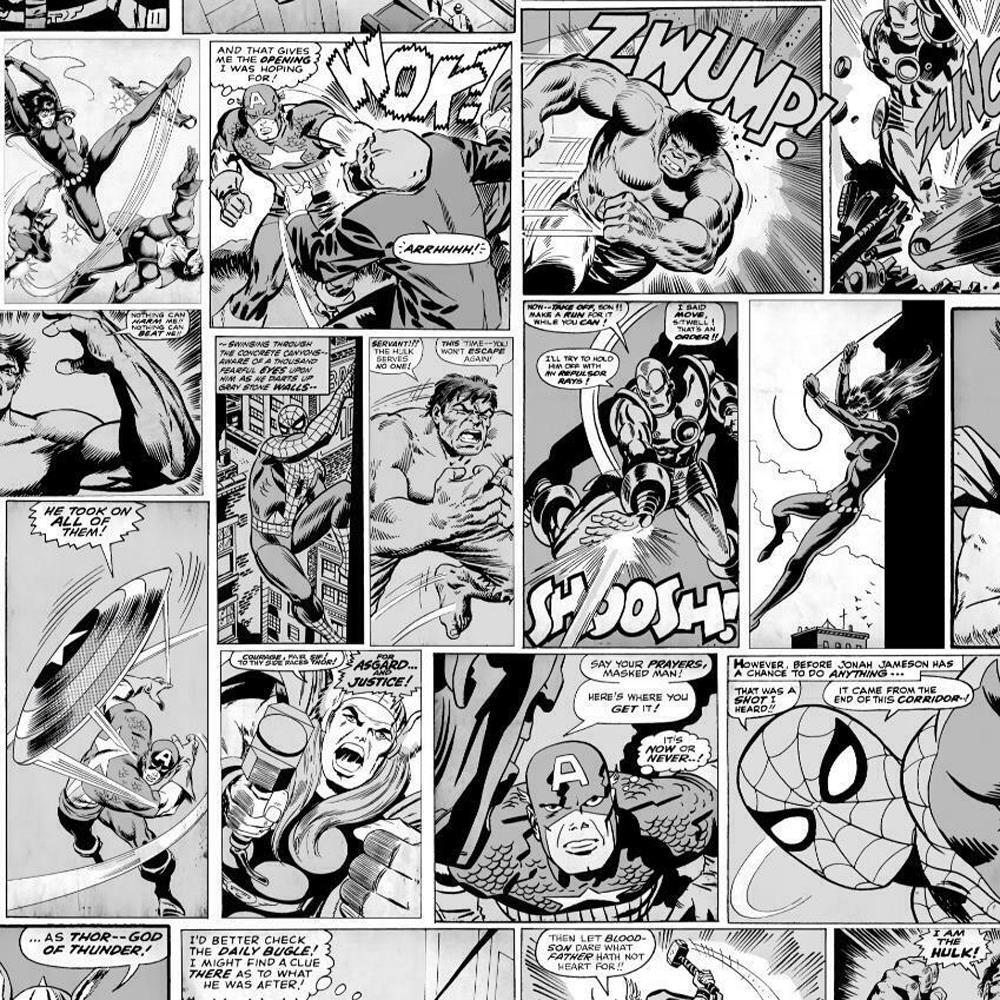 1000x1000 Marvel Comic Strip Wallpaper Black White Hulk Captain America