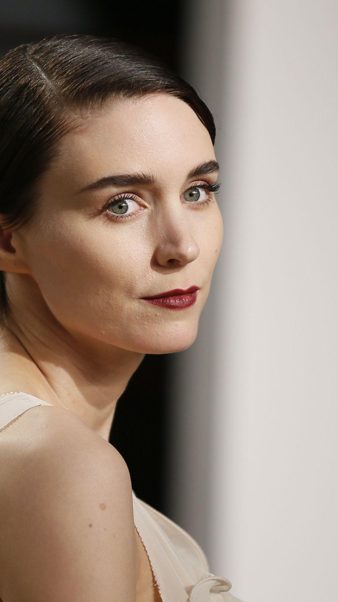 1080x1920 Red lips, makeup, beautiful, Rooney Mara, actress, 1080x1920