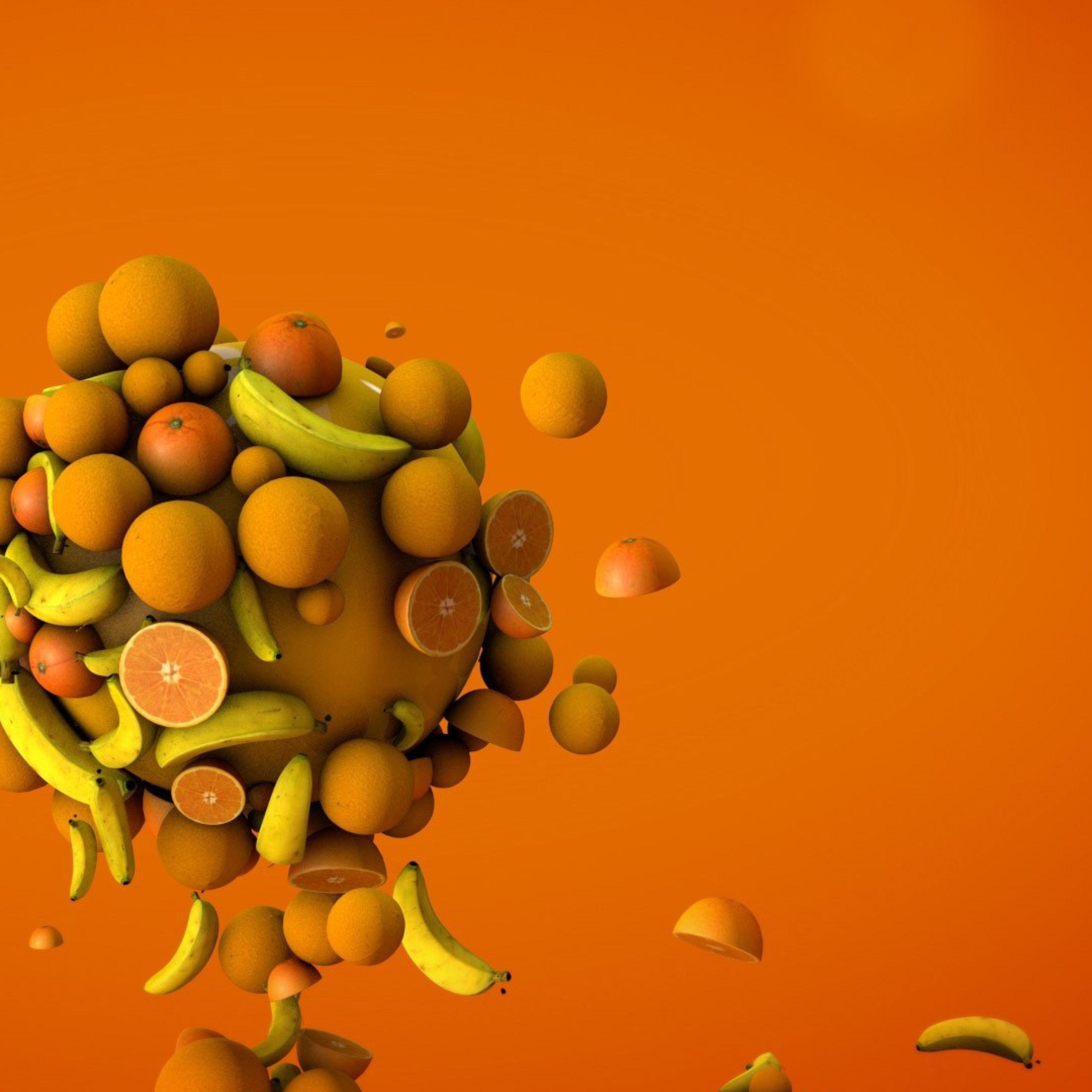 2932x2932 Orange Bananas 3D iPad Pro Retina Display HD 4k