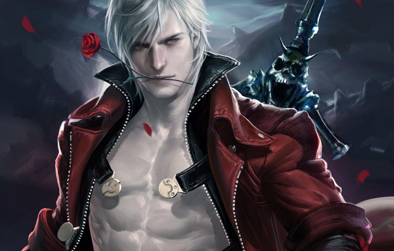 Wallpaper guns, sword, sword, hunter, Dante, red coat, Dante, DMC 4 for  mobile and desktop, section игры, resolution 1920x1200 - download