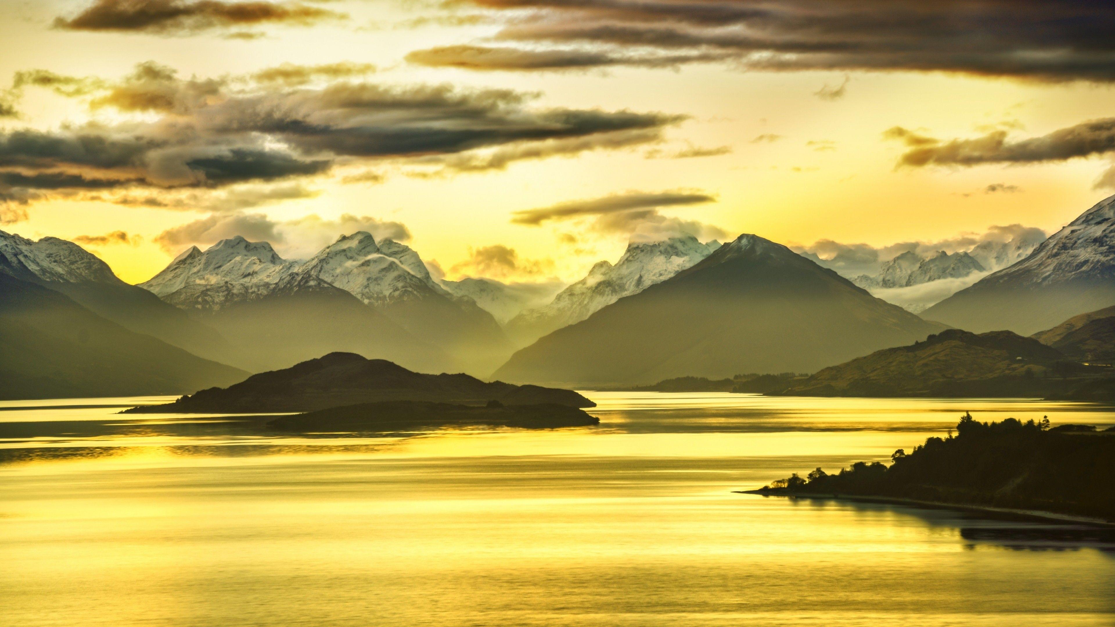 3840x2160 Wallpaper New Zealand, 5k, 4k wallpaper, Mountains, lake, sunset