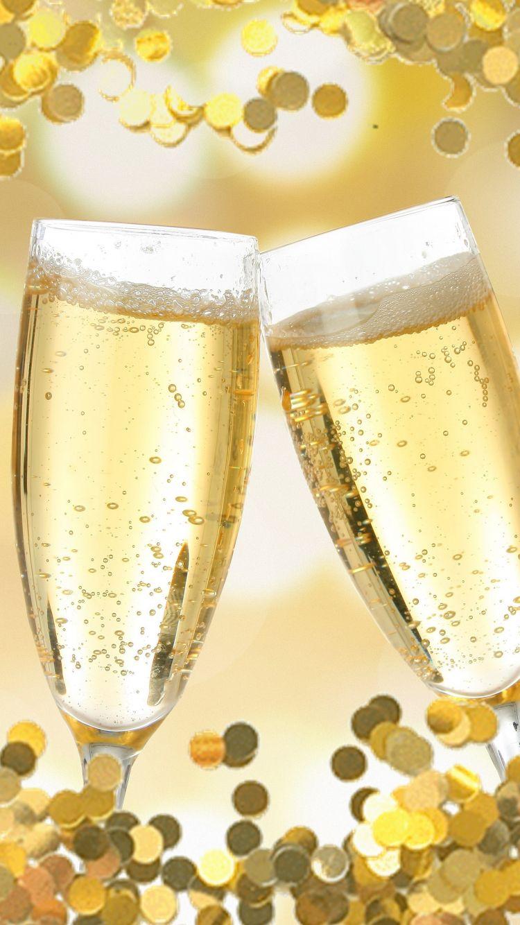 750x1334 Download 750x1334 wallpaper champagne glasses, new year