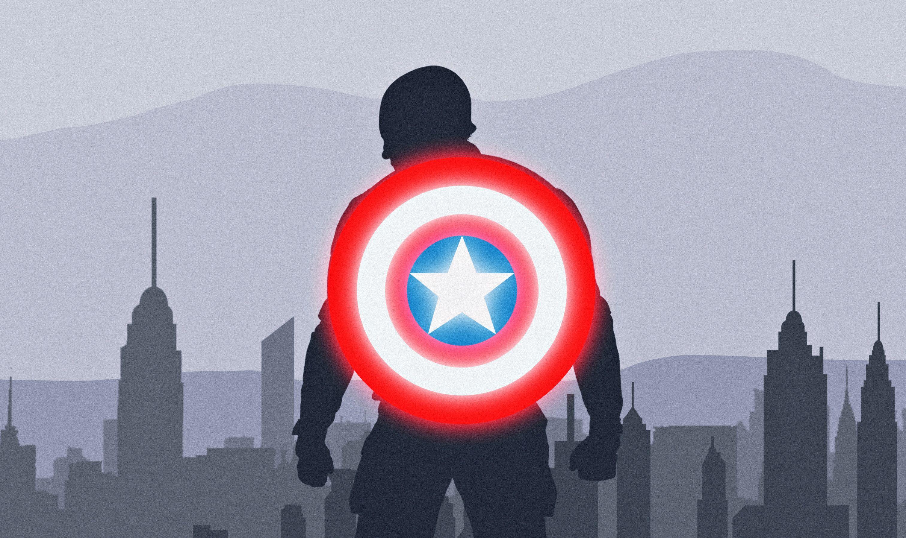 3025x1798 Wallpaper Captain America, Shield, Minimal, HD, Creative Graphics
