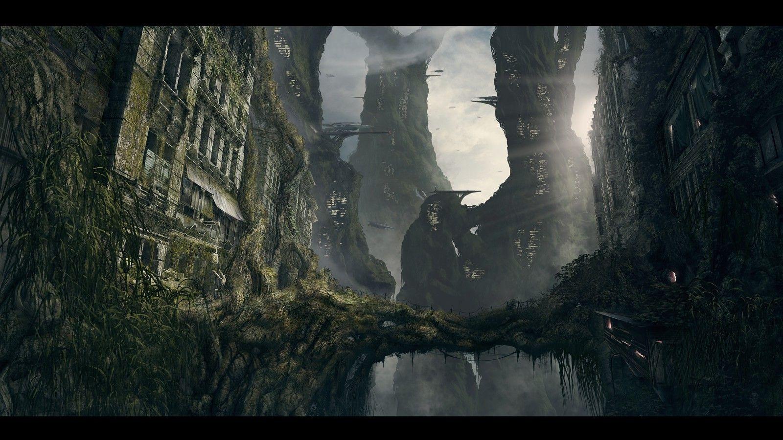 1600x900 futuristic, Nature, Overgrown Wallpaper HD / Desktop and Mobile