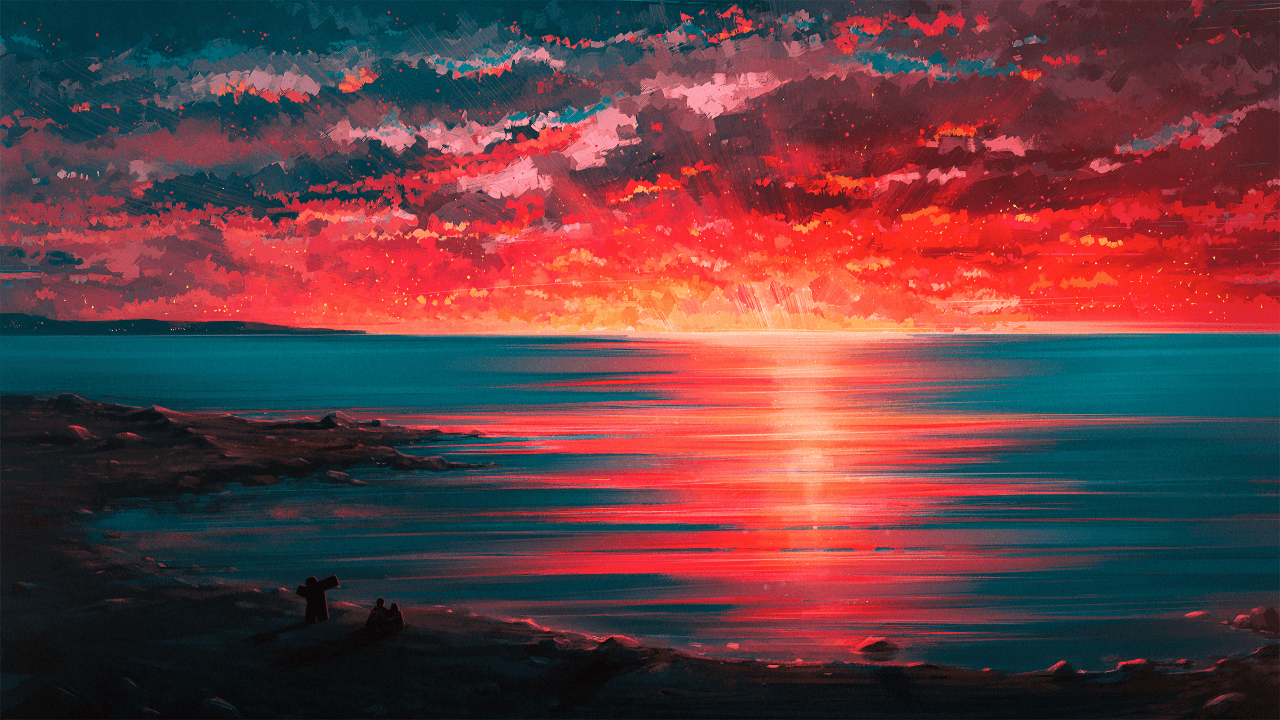 sunset painting digital