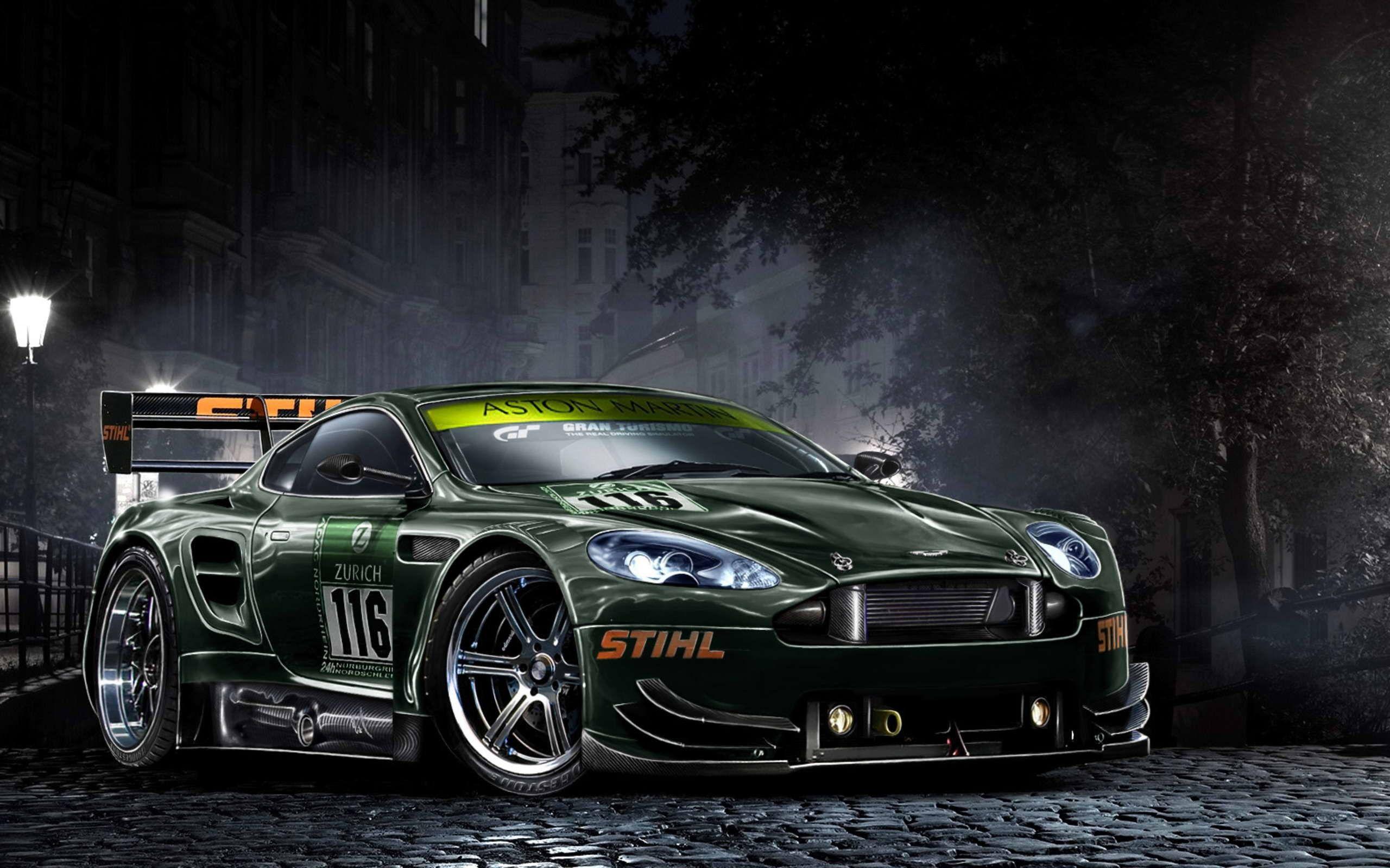 2560x1600 digital Art, Night, Car, Street, Cobblestone, Race Cars Wallpaper