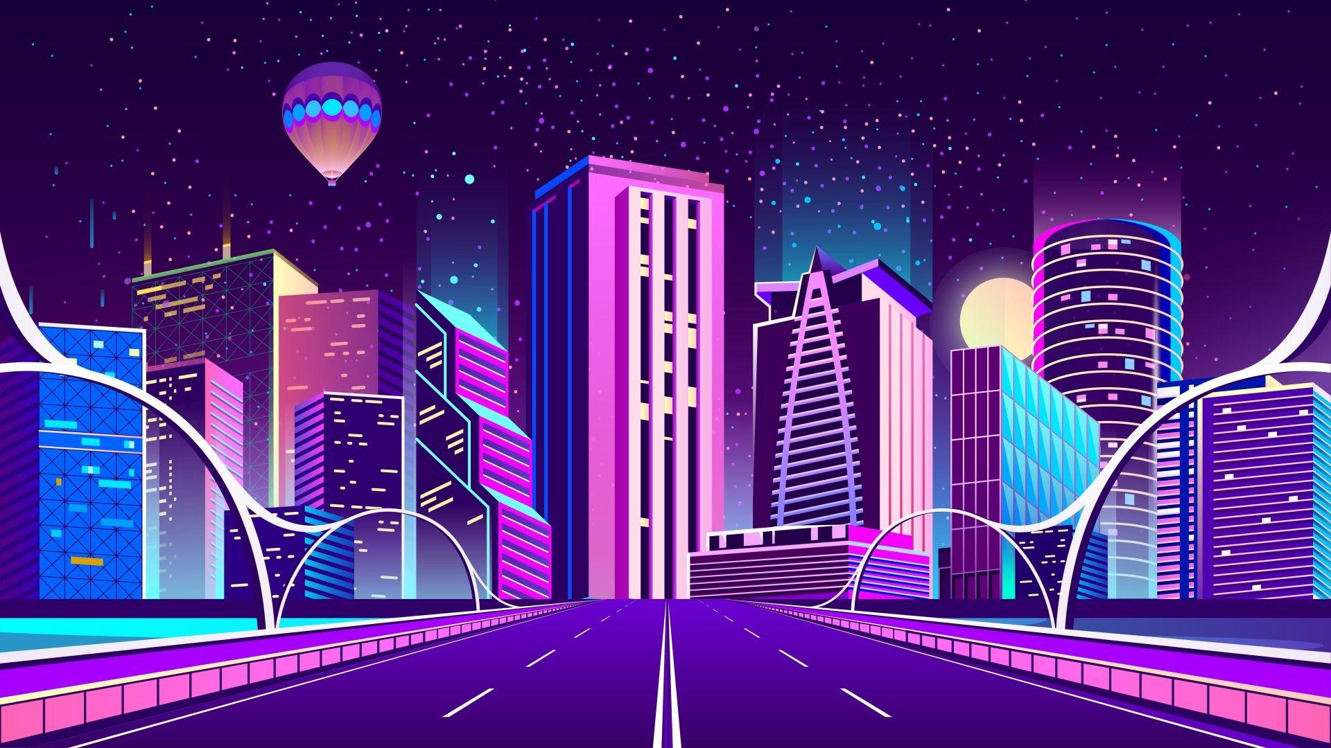 1920x1080 DIgital CIty Road 1080P Laptop Full HD Wallpaper, HD