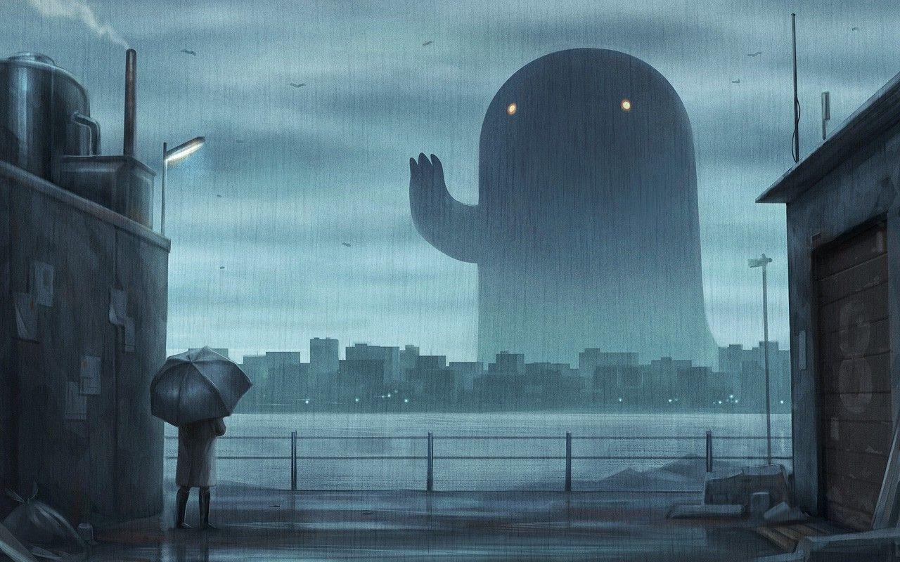 1280x800 rain, Landscape, Umbrella, Creature Wallpaper HD / Desktop