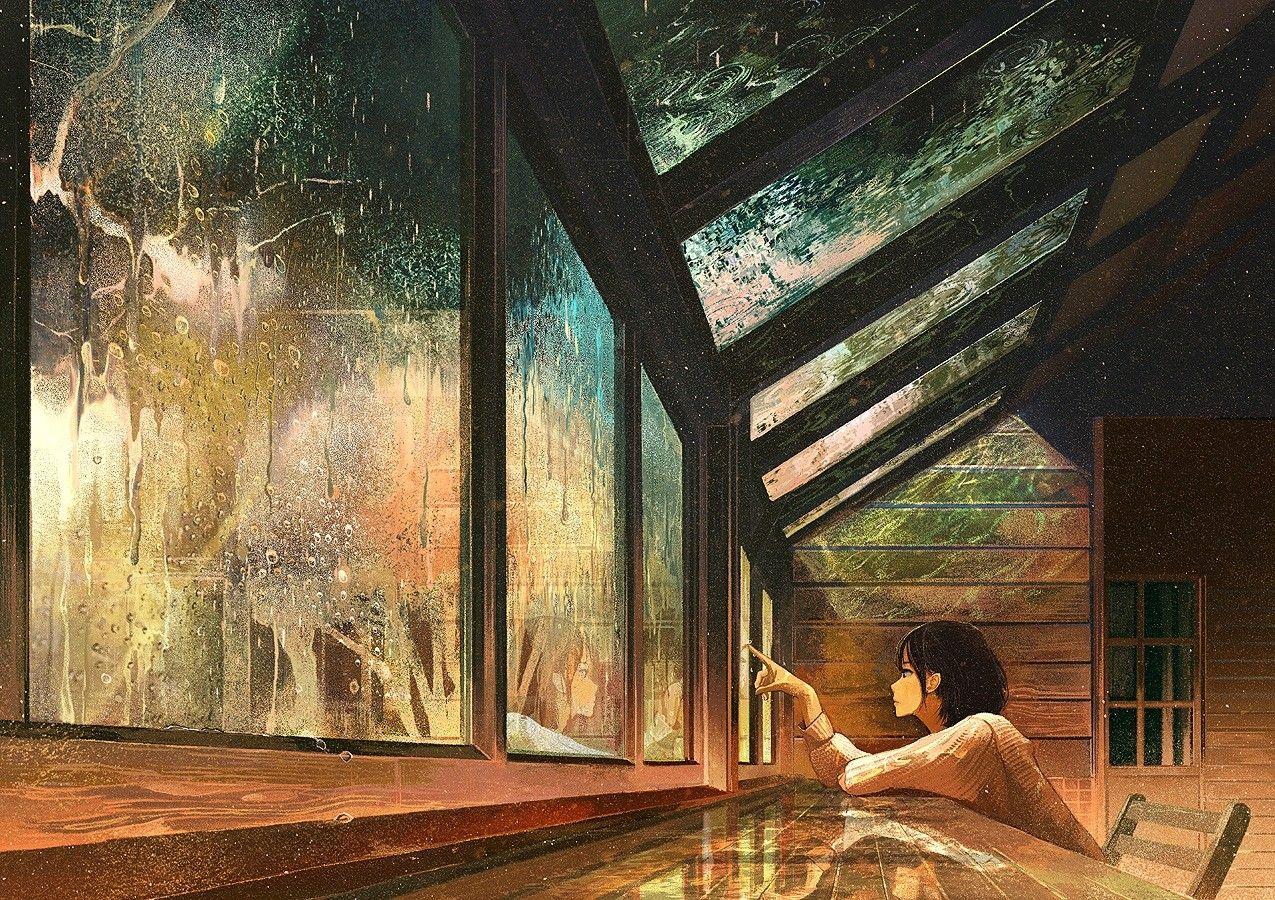1275x900 #rain, #anime, #landscape wallpaper. Mocah.org HD Wallpaper