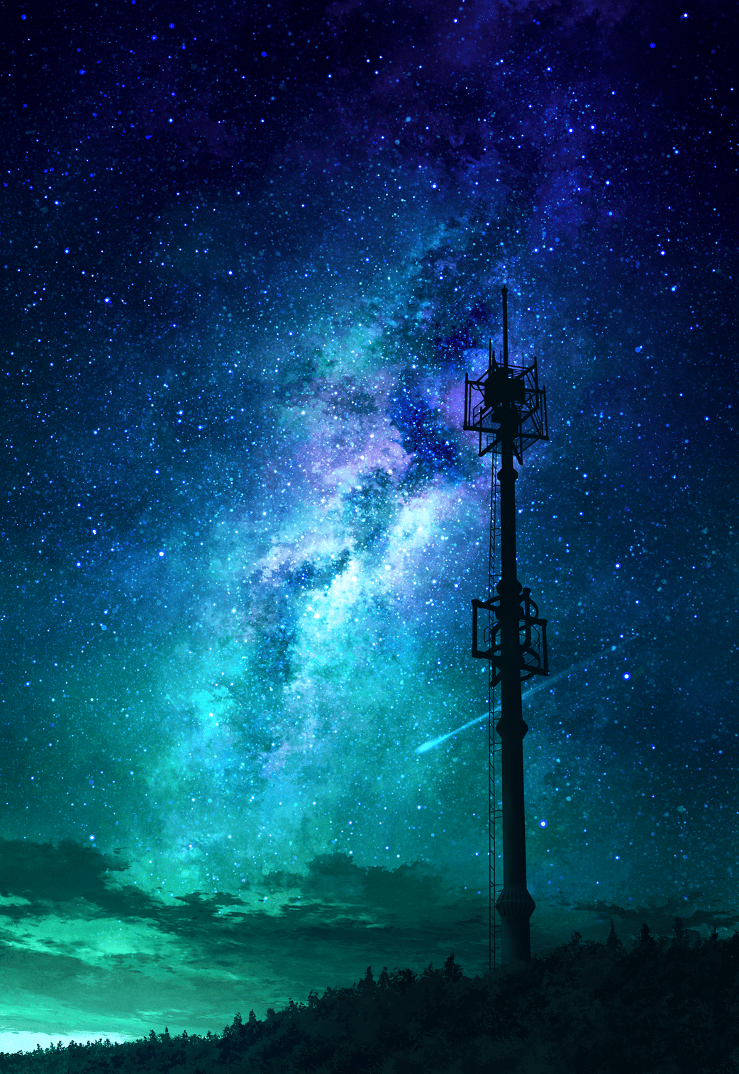 1042x1514 beautiful night sky. Beautiful night sky, Anime scenery wallpaper, Scenery wallpaper