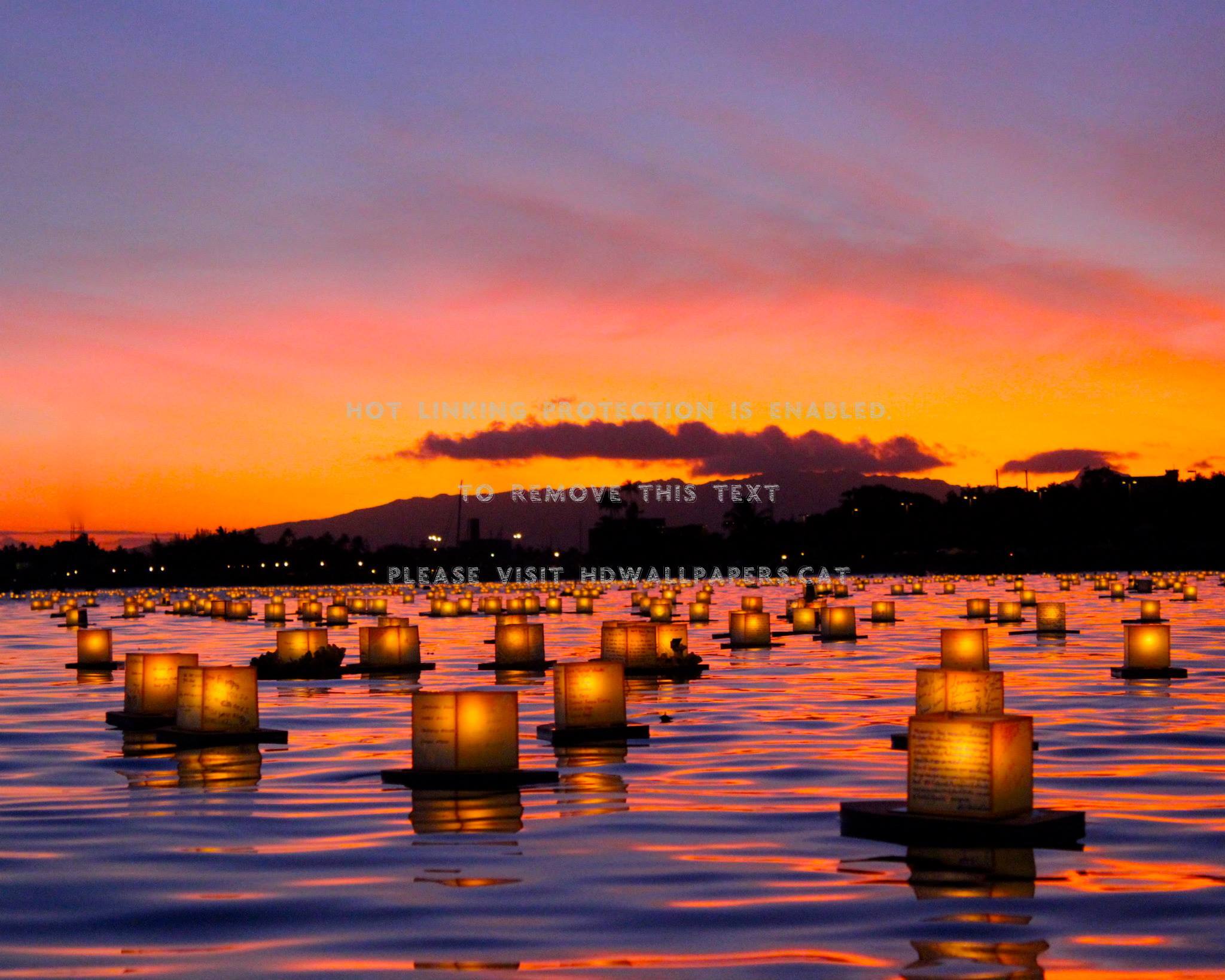 2048x1639 lanterns lit in the harbour of waikiki who