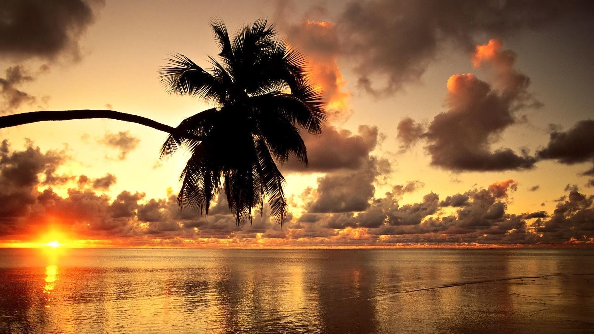 1920x1080 Sunset Hawaii Beach Wallpaper