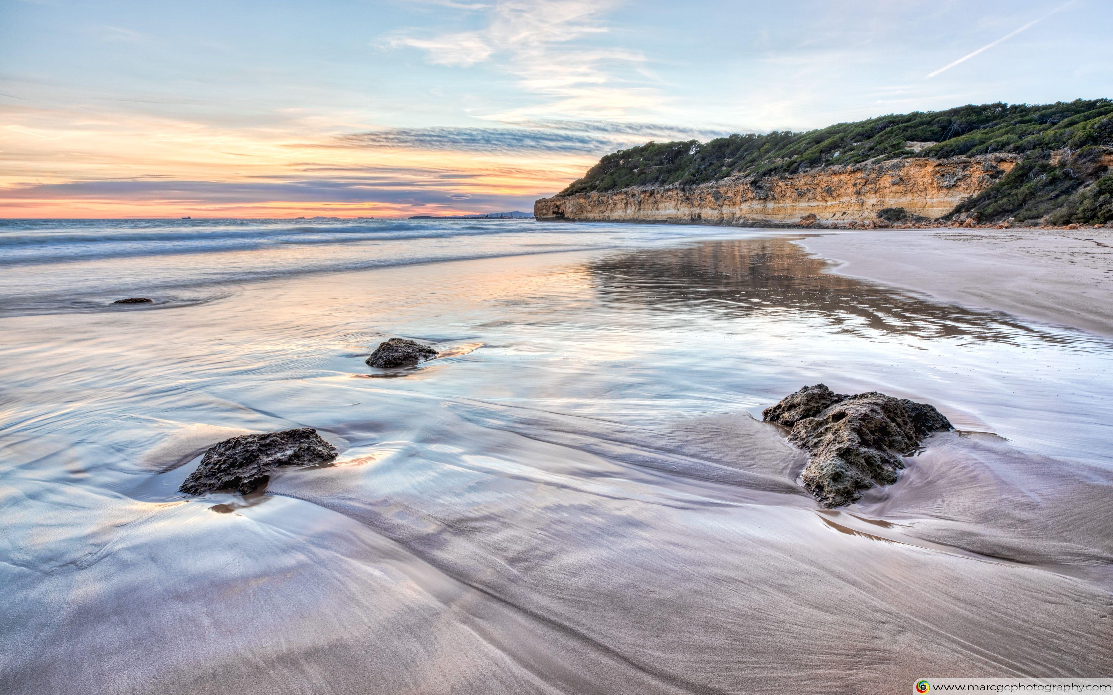 3840x2400 Sunset On Cala Waikiki (Tarragona, Catalonia) Ultra HD Desktop Background Wallpaper for 4K UHD TV