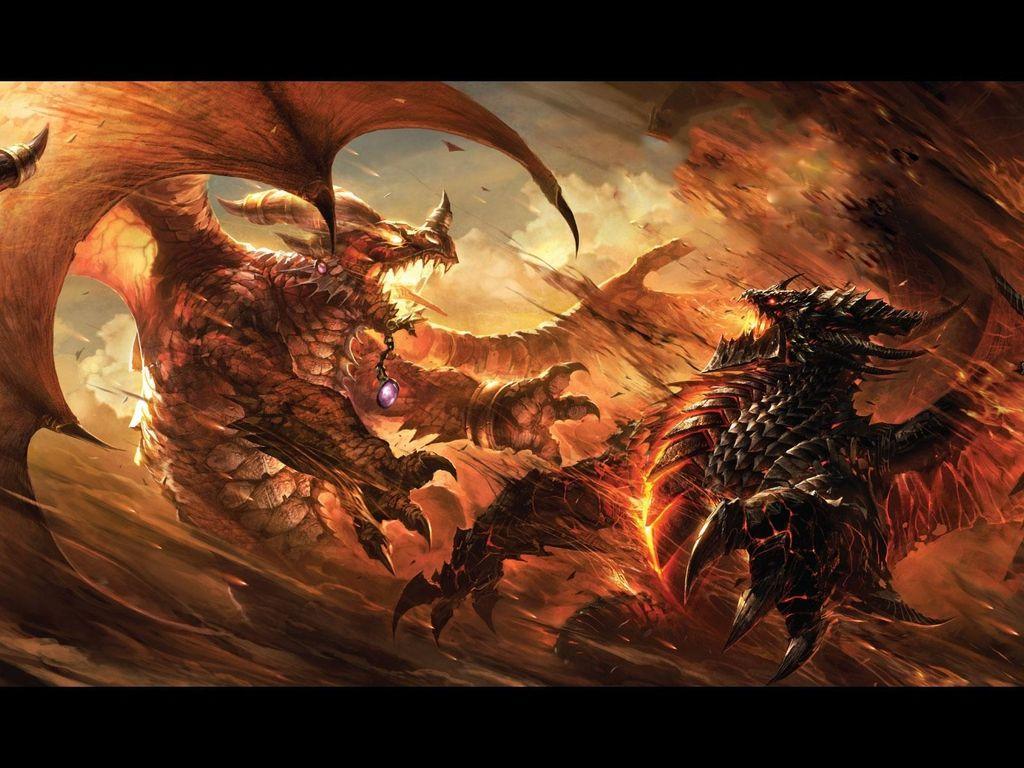 1024x768 Dragons Fight
