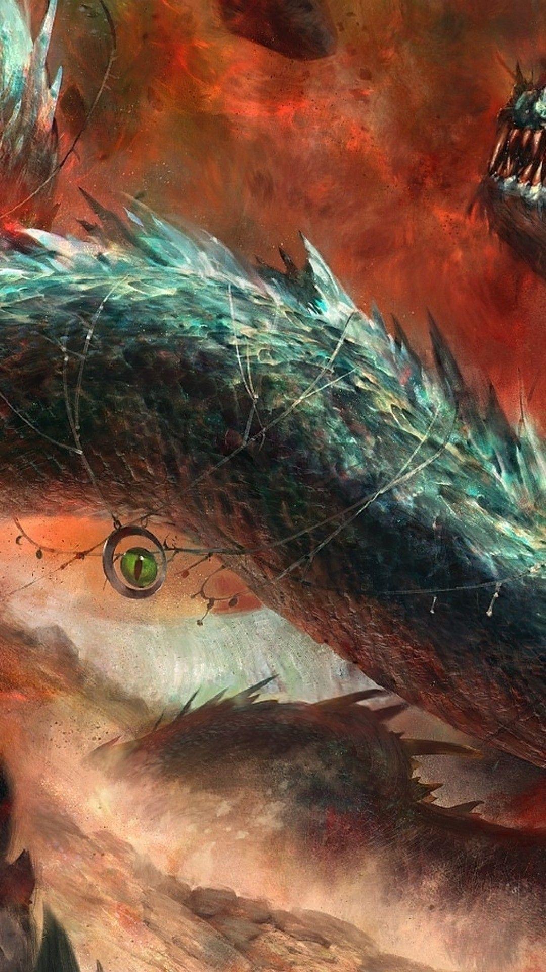 1080x1920 Download 1080x1920 Majestic Dragon, Magical Eye, Chain, Lock Down, Artwork, Creature Wallpaper for iPhone iPhone 7 Plus, iPhone 6+, Sony Xperia Z, HTC One