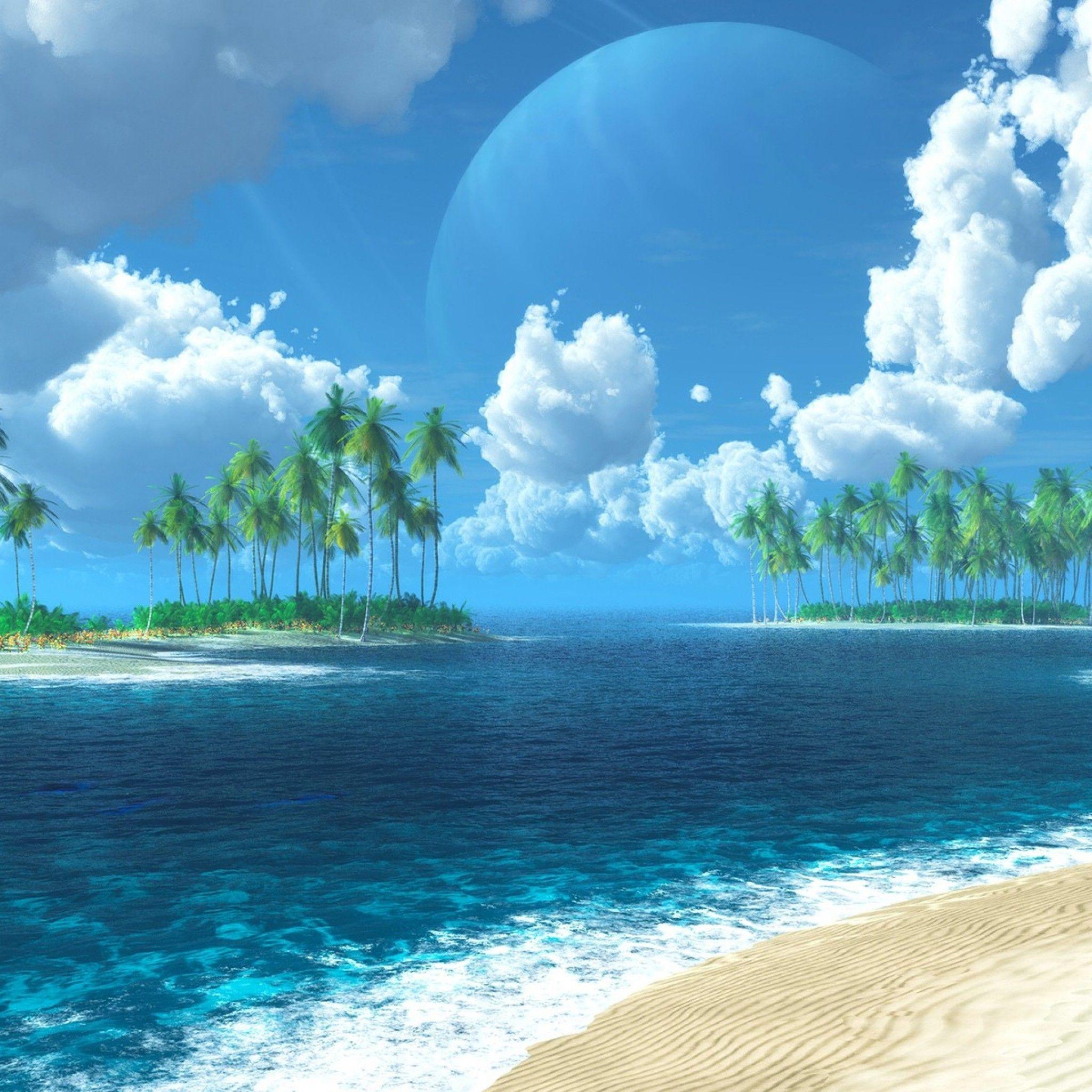 2048x2048 人気223位】Exotic ocean island wallpaper. My wallpaper. beach