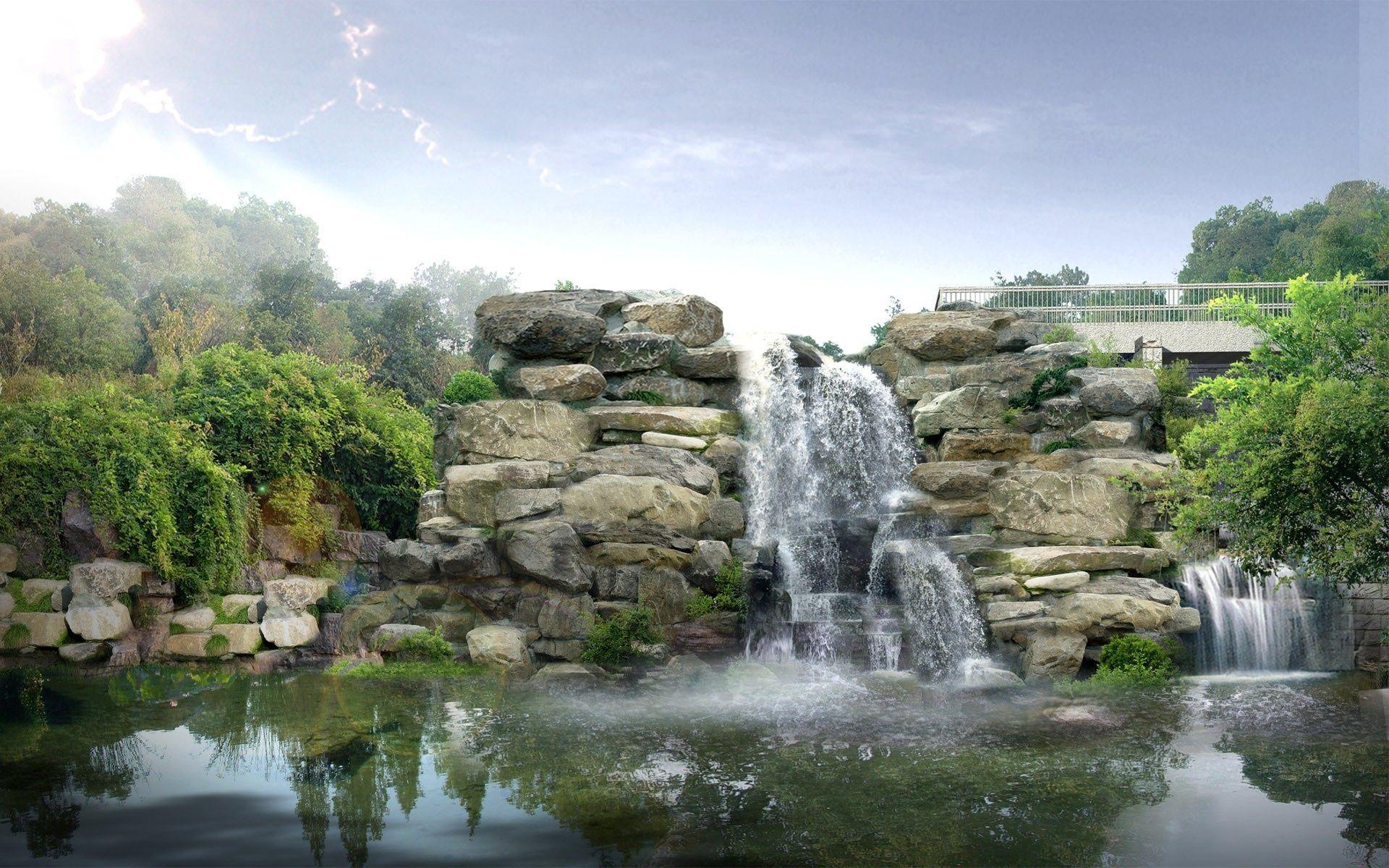 1920x1200 Japan Digital Waterfall Wallpaper in jpg format for free download