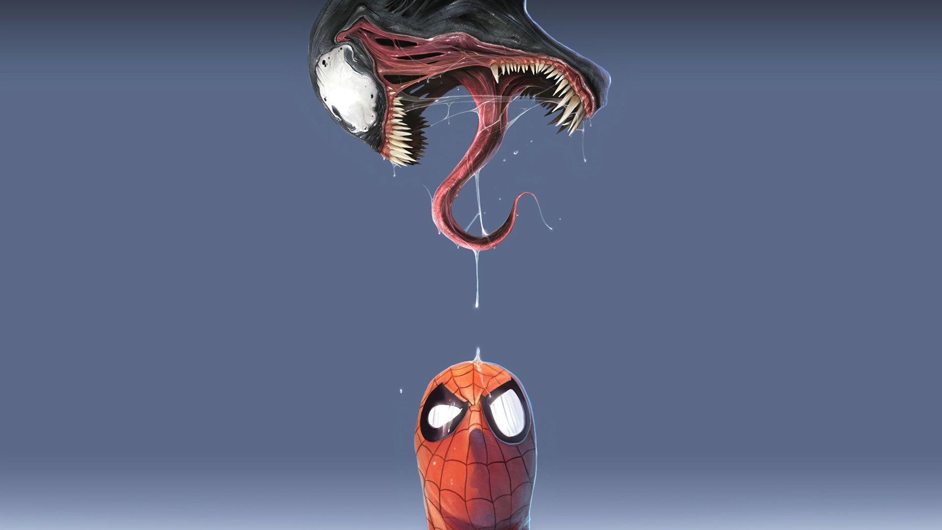 1920x1080 Full HD Wallpaper Spider Man Venom Tongue Amusing, Desktop
