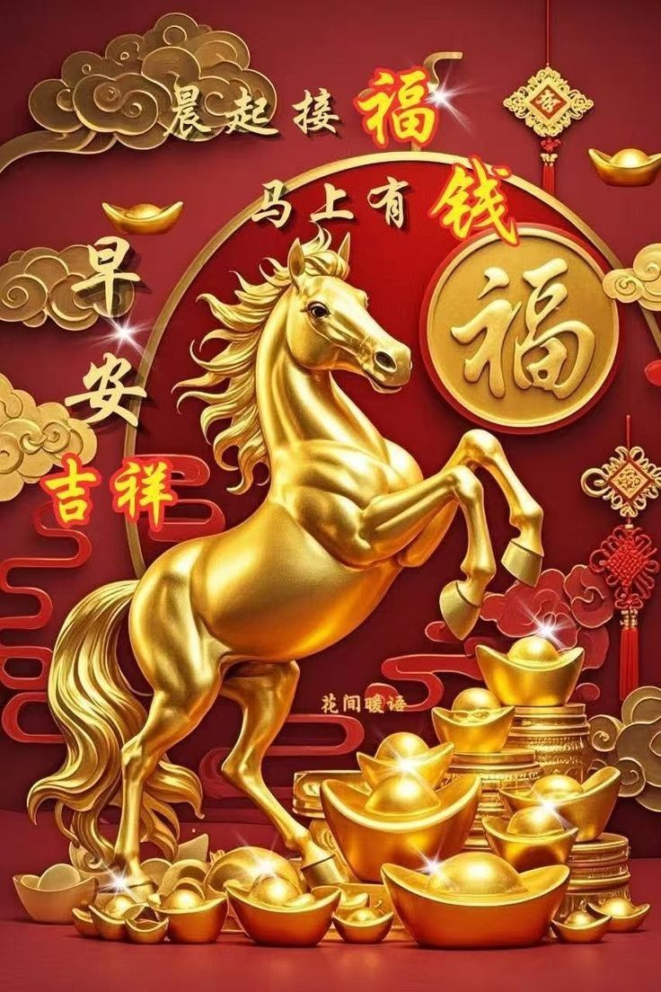 736x1104 Gold chinese year of dragon. Happy chinese new year horse 3D, Lucky 7 horse wallpaper, Chinese horse wallpaper